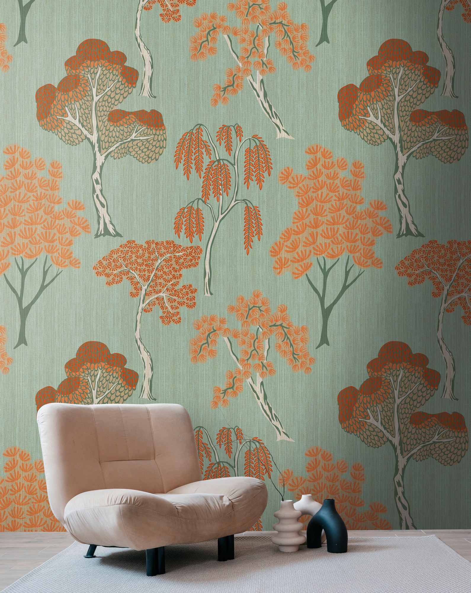 LIVING WALLS Fototapete "THE WALL III Wald-Tapete Motivtapete Floral Wald", B/L: 2,8mm x 1,59mm, Rollen:, bunt, Wohnzimmer, Tapeten, Vliestapete