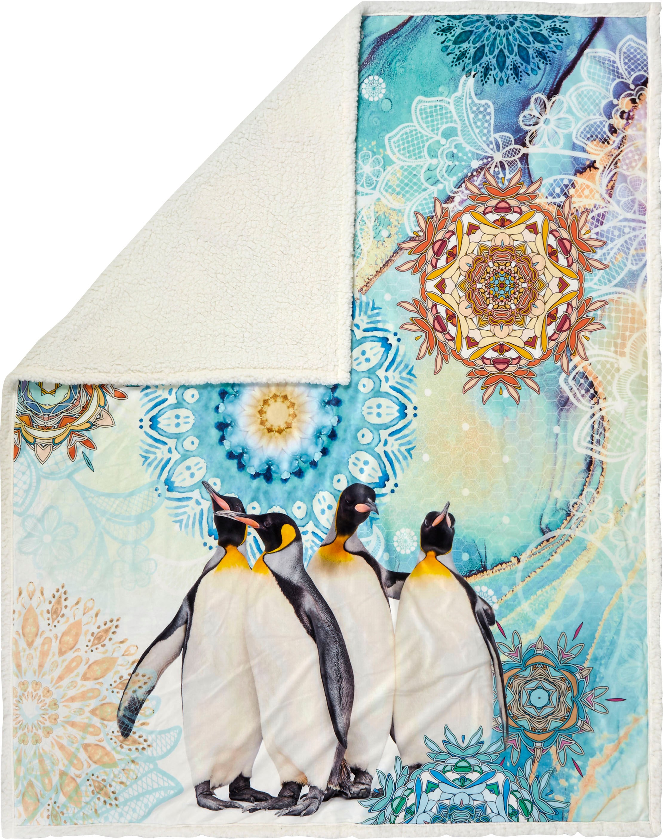 hip Plaid »Pinga«, Sehr Weich, Kuscheldecke, 130x160 cm, Wendeoptik, Winter, Pinguin