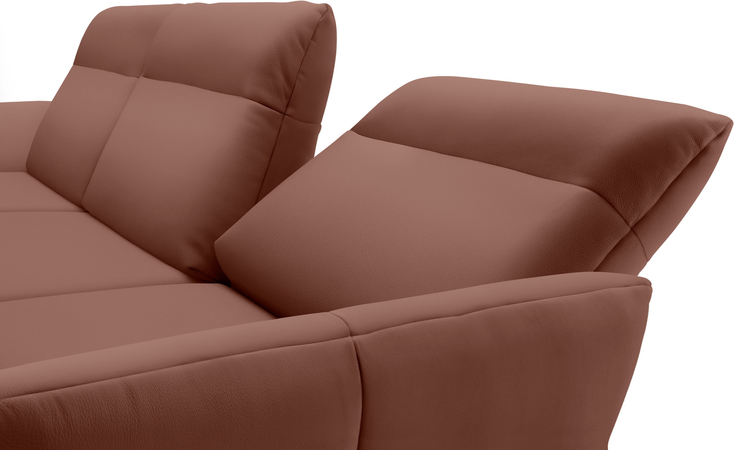 Creation BY ROLF BENZ Ecksofa »CR.460«, Sockel in Nussbaum, Winkelfüße in Umbragrau, Breite 338 cm