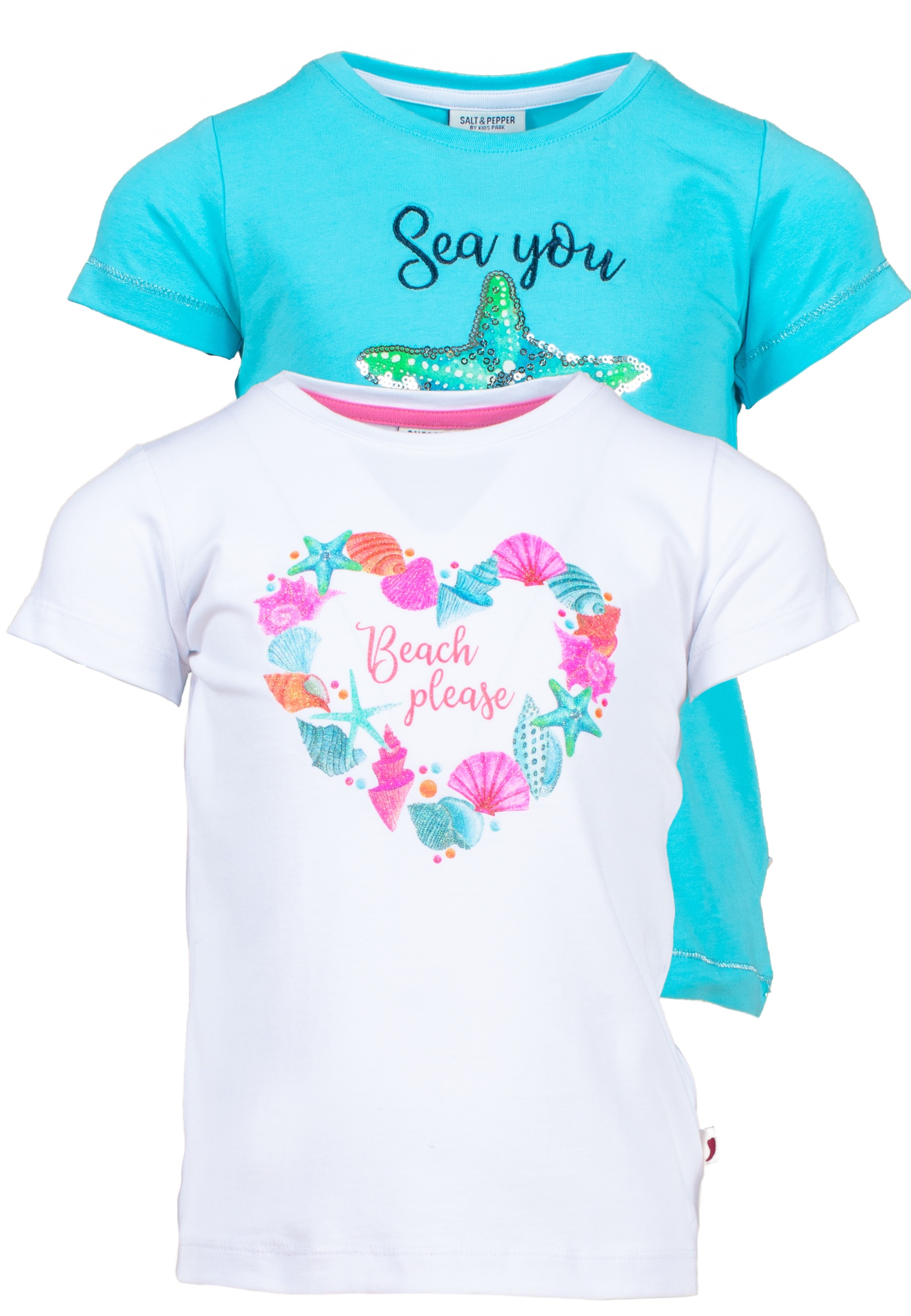 SALT AND PEPPER T-Shirt »Beach« 2 Stk. tlg. mit Glitzerdruck