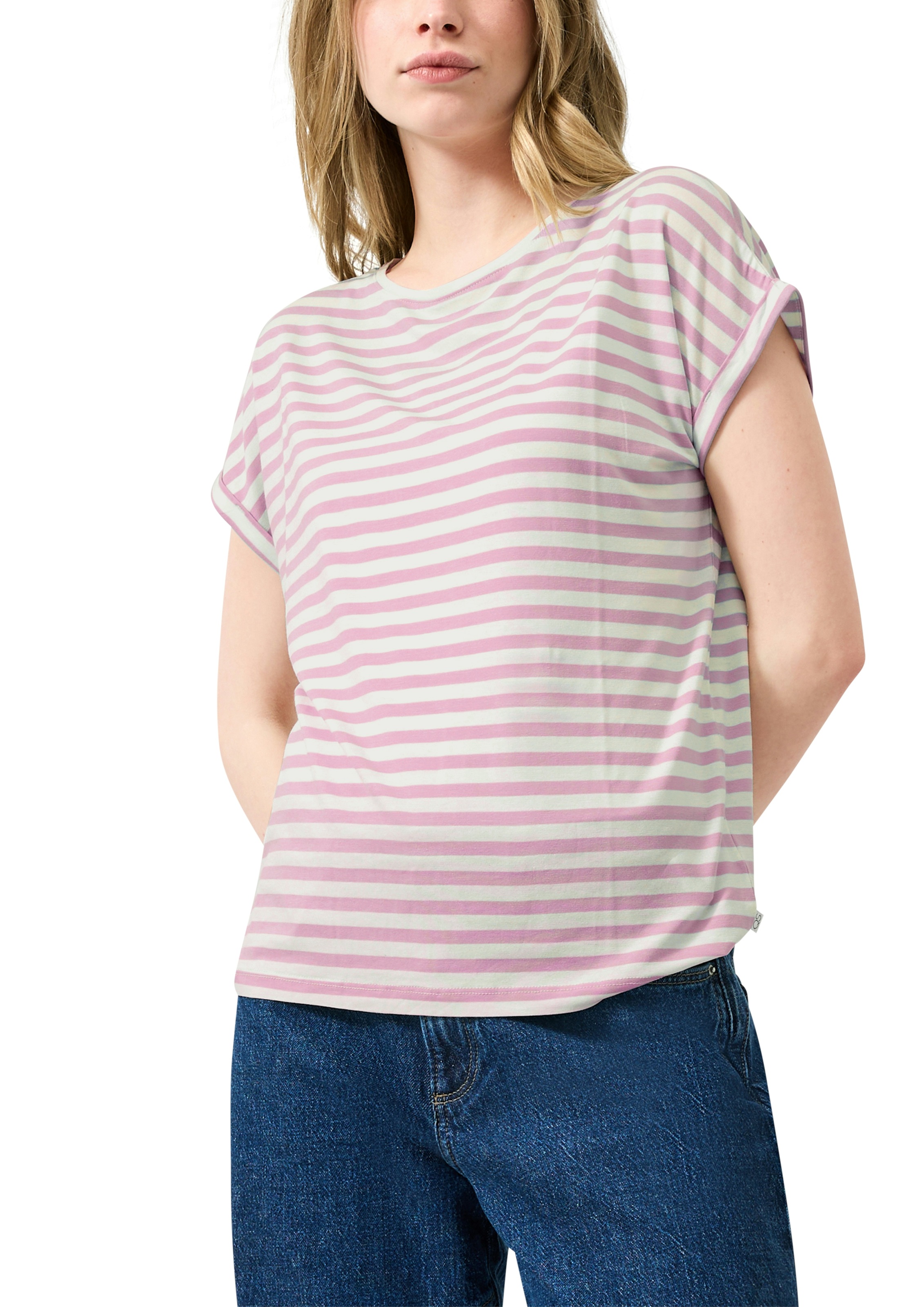 QS Kurzarmshirt im Streifen-Design günstig online kaufen