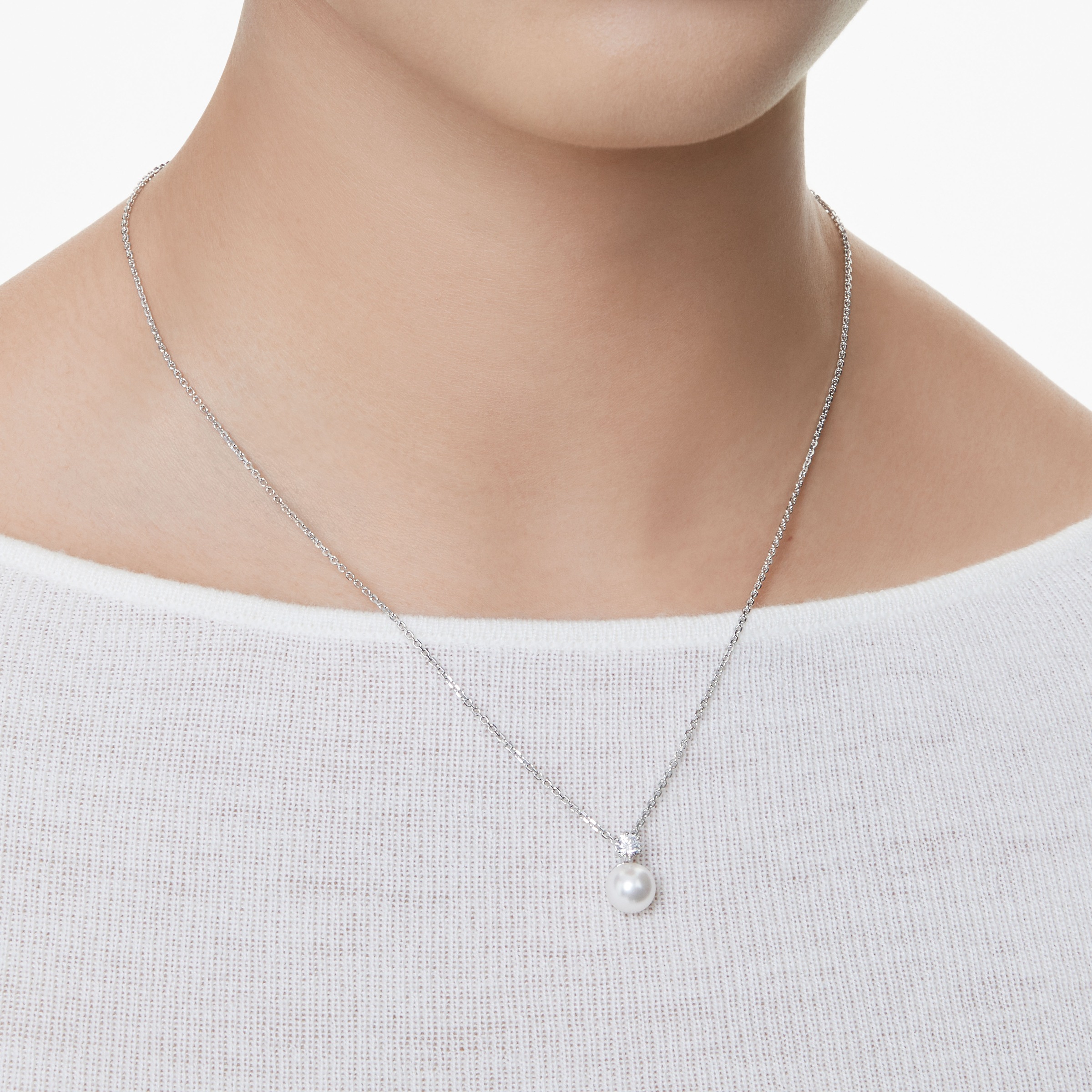 Swarovski Kette mit Anhänger »Schmuck Geschenk Halskette Matrix, 5693897«, mit Swarovski® Zirkonia (synth.) - mit Swarovski® Perle