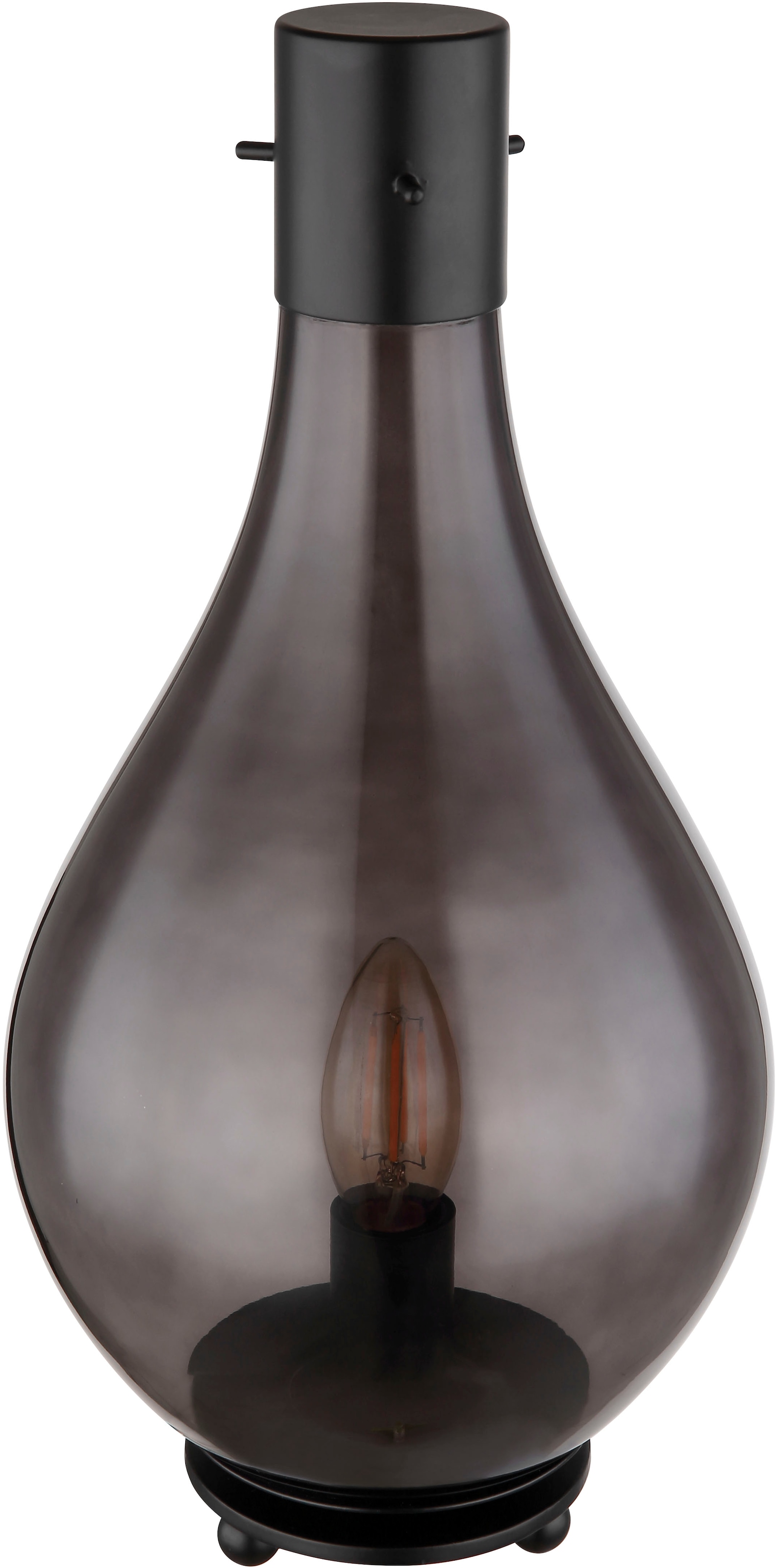 GLOBO LIGHTING Tischleuchte »OSKUS« E14 1 Stk. Tischlampe Glas rauchfarben schwarz Schlafzimmer Flur