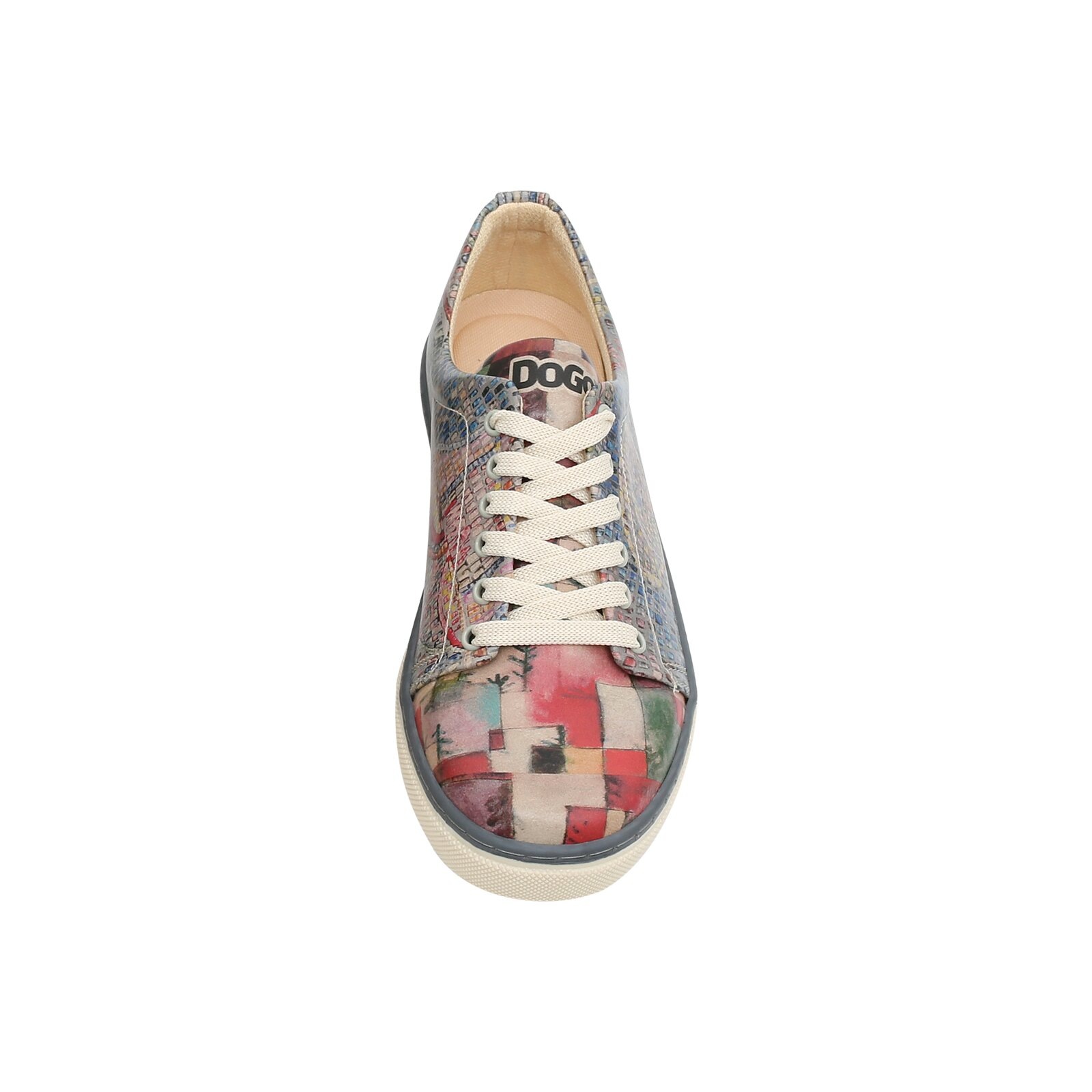 Sneaker DOGO "Classic Schnürsneaker Never Ending Story Damen Sneaker, Classic", Damen, Gr. 36, Normalschaft, bunt (mehrfarbig, blau, rot), Lederimitat, Schuhe Sneaker, Handgefertigt 3