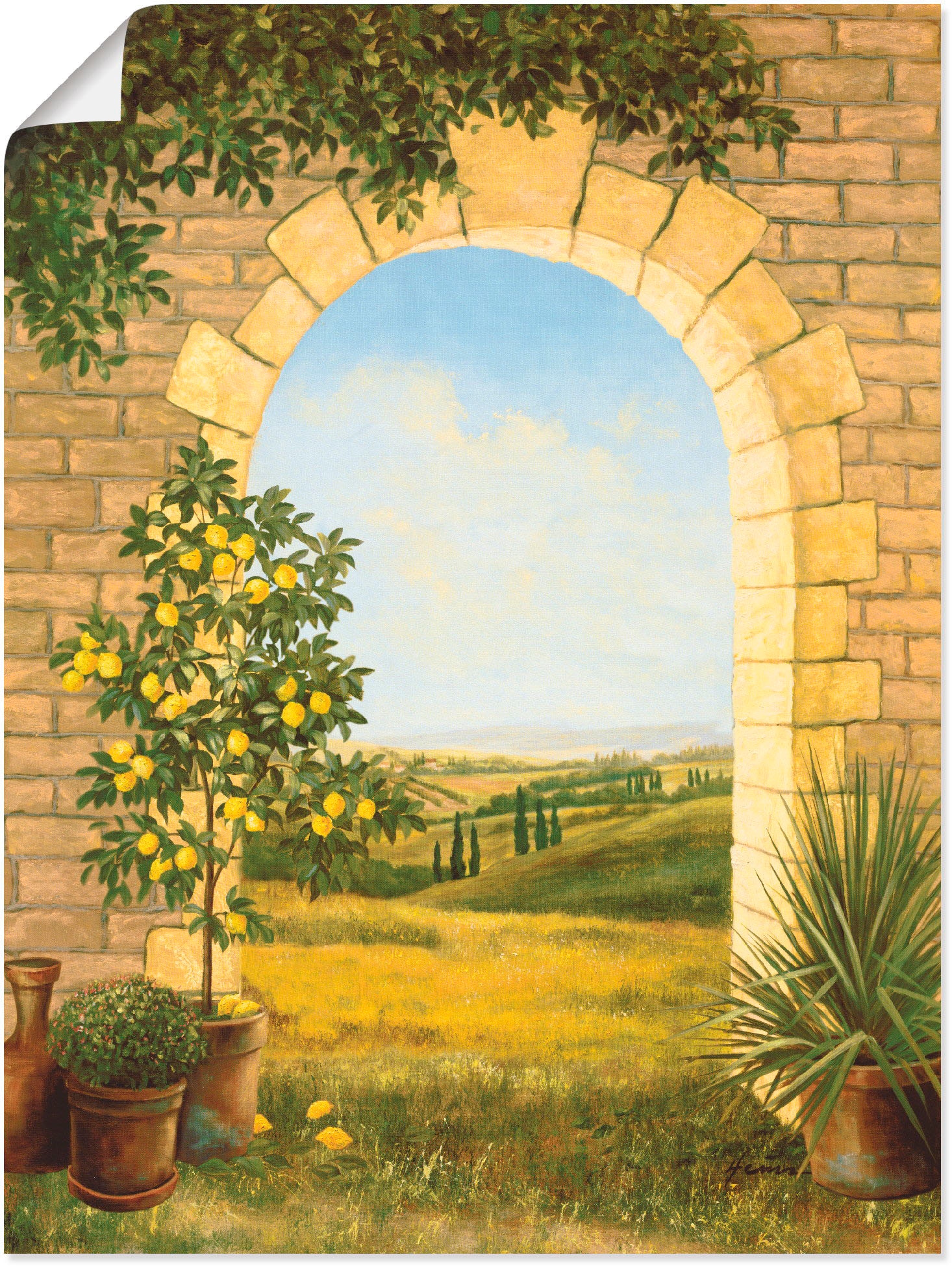Artland Wandbild "Zitronenbaum vorm Torbogen II" Fensterblick 1 Stk. tlg. a günstig online kaufen