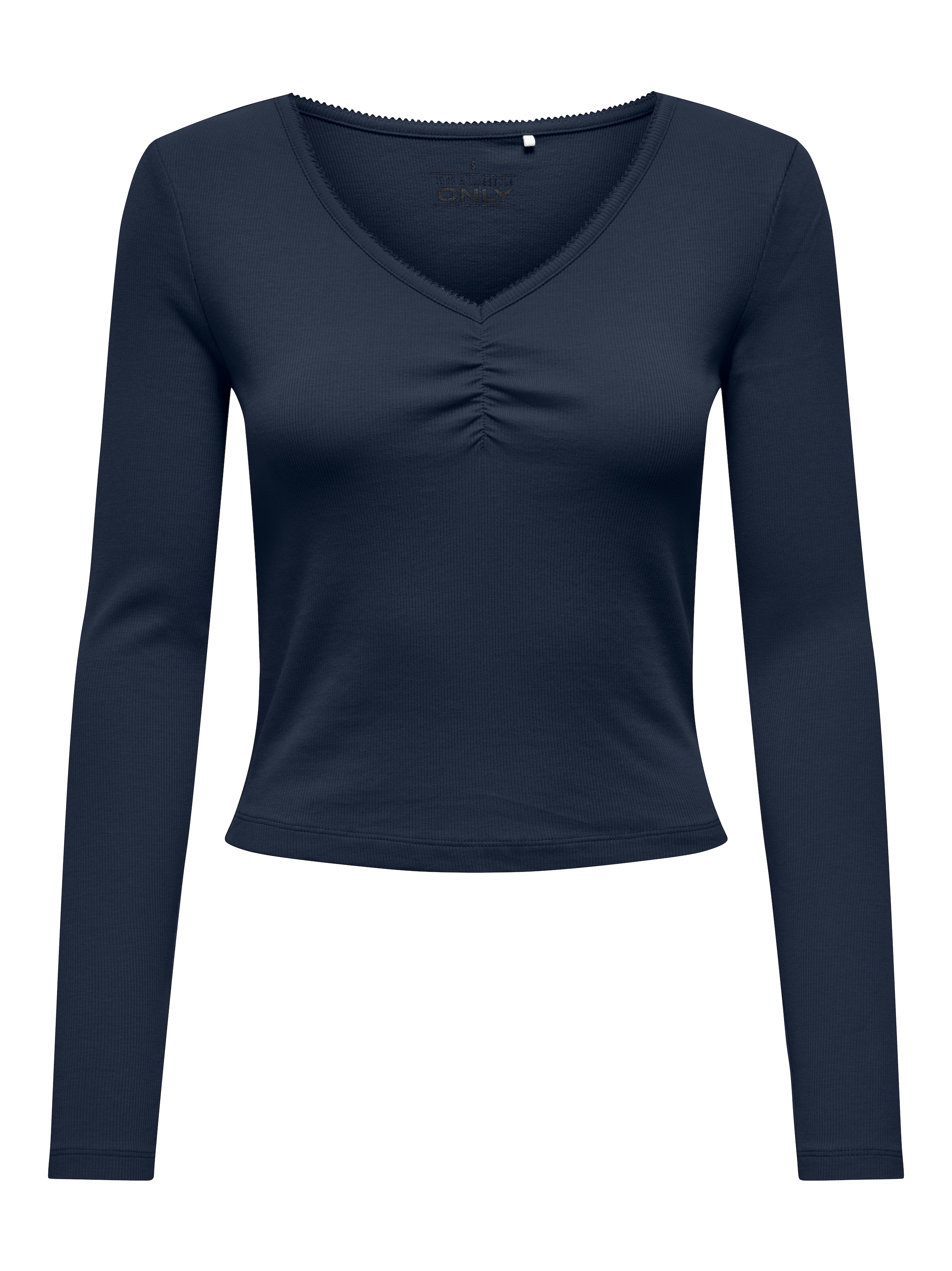 ONLY Langarmshirt "ONLBETTY LIFE L/S SCALLOP V-NECK CC JRS" mit Raffung am günstig online kaufen
