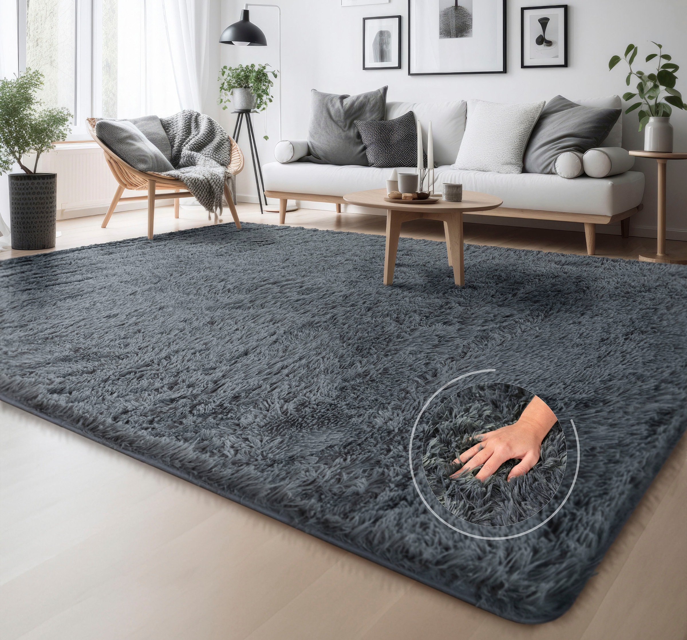 my home Hochflor-Teppich "Serville" rechteckig 37 mm Höhe Kuschelteppich, U günstig online kaufen