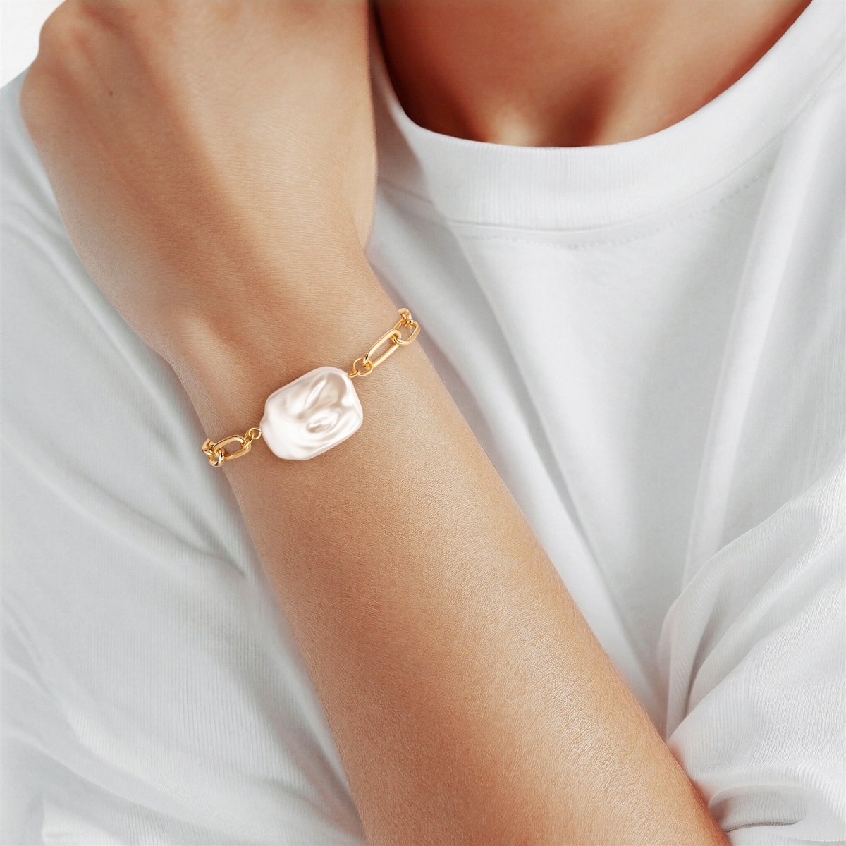 Yokoamii Gliederarmband »Y800« mit Perle (synth.)