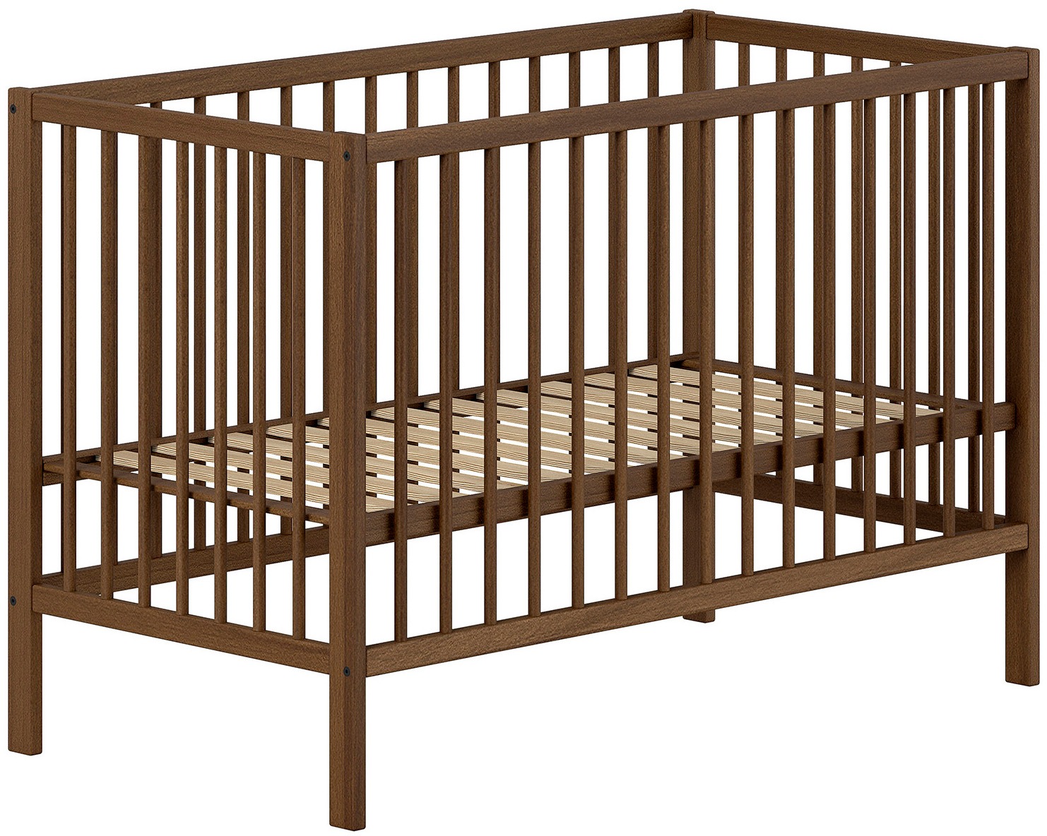 Vipack Babybett "DINO, ideal für Ihr Kinderzimmer, Made in Europe, Buche massiv" 60/120cm, Liegehöhe 3-fach höhenverstellbar, Buche Nussbaumfarbig