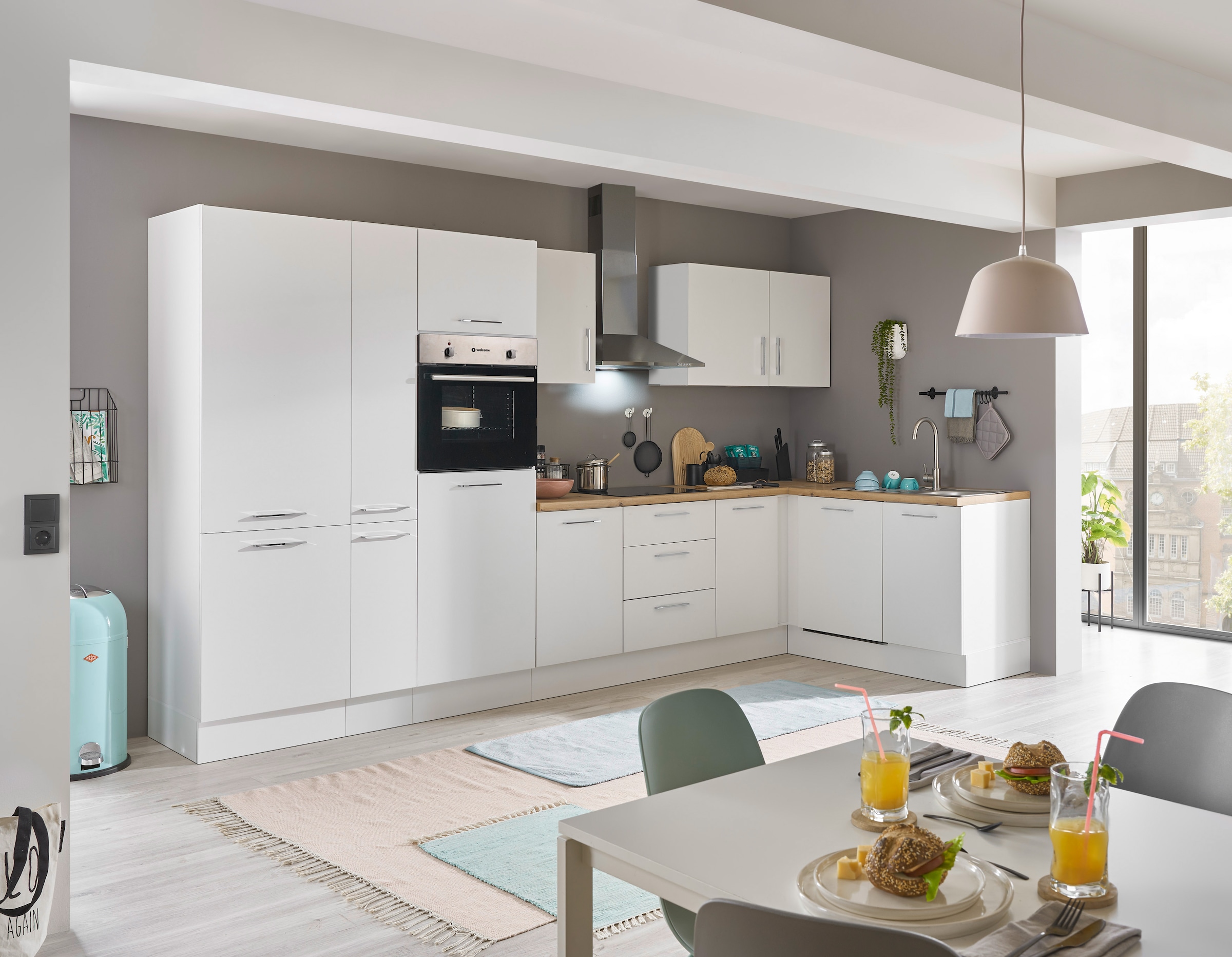 BASIC by Balculina Winkelküche »Turin«, Stellbreite 370x175 cm, wahlweise mit E-Geräten