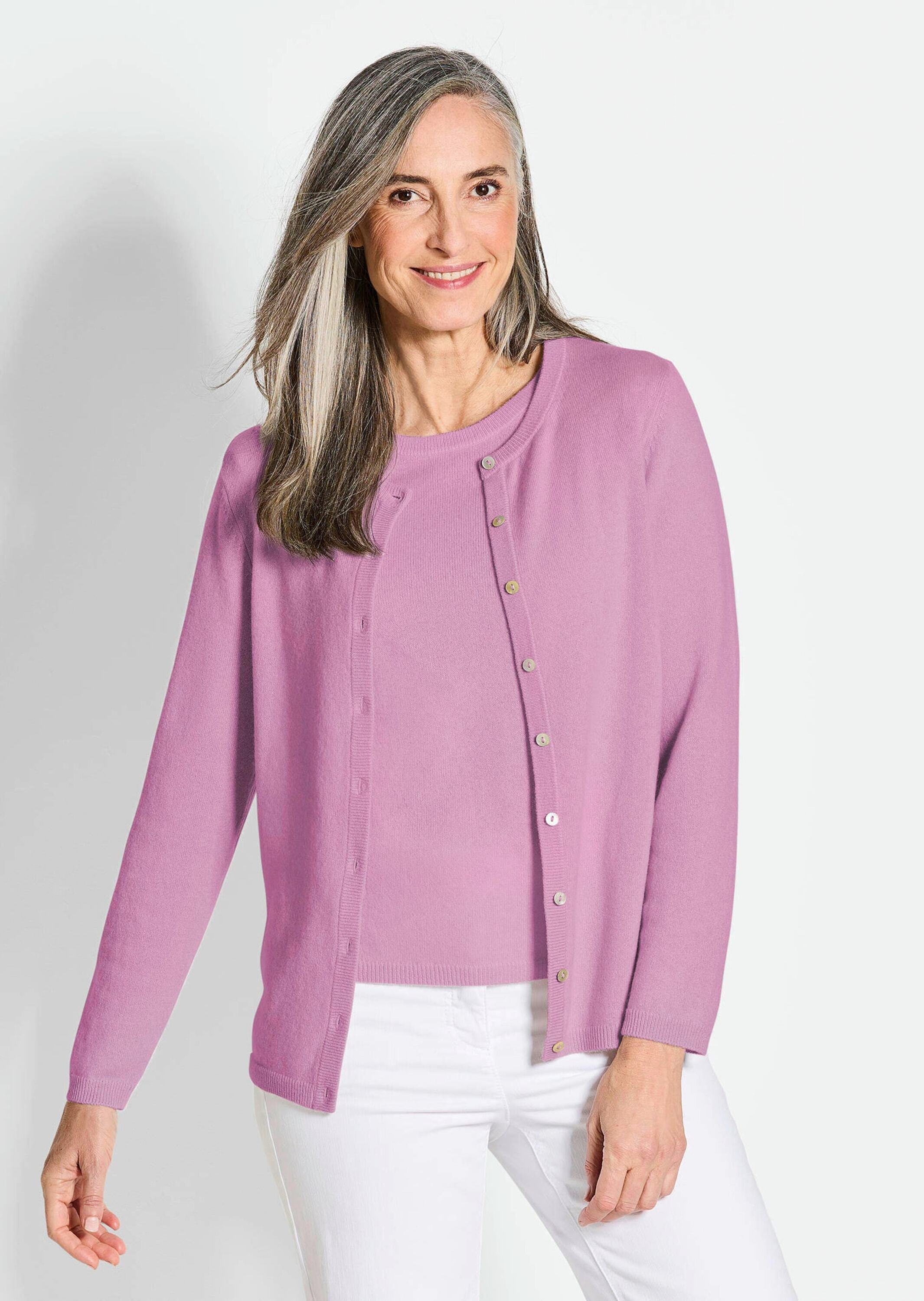 GOLDNER Strickjacke "Kurzgröße Kaschmirstrickjacke mit Rundhals" Ohne günstig online kaufen