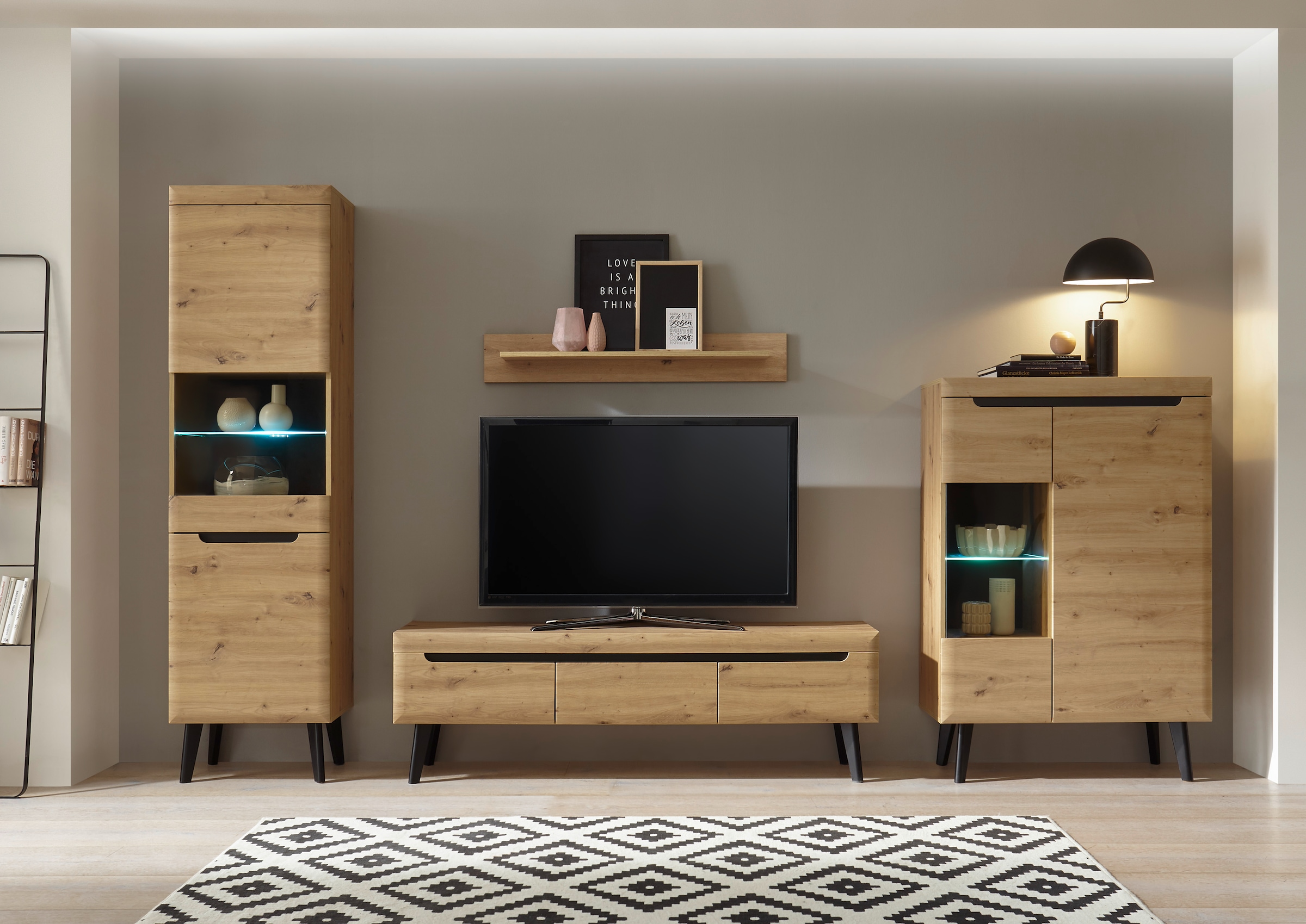 INOSIGN Wohnwand »Torge, Anbauwand, Schrankwand, Mediawand, Wohnzimmer-Set«, (Set, 4 St.), Lowboard: 160x 40x 50 cm