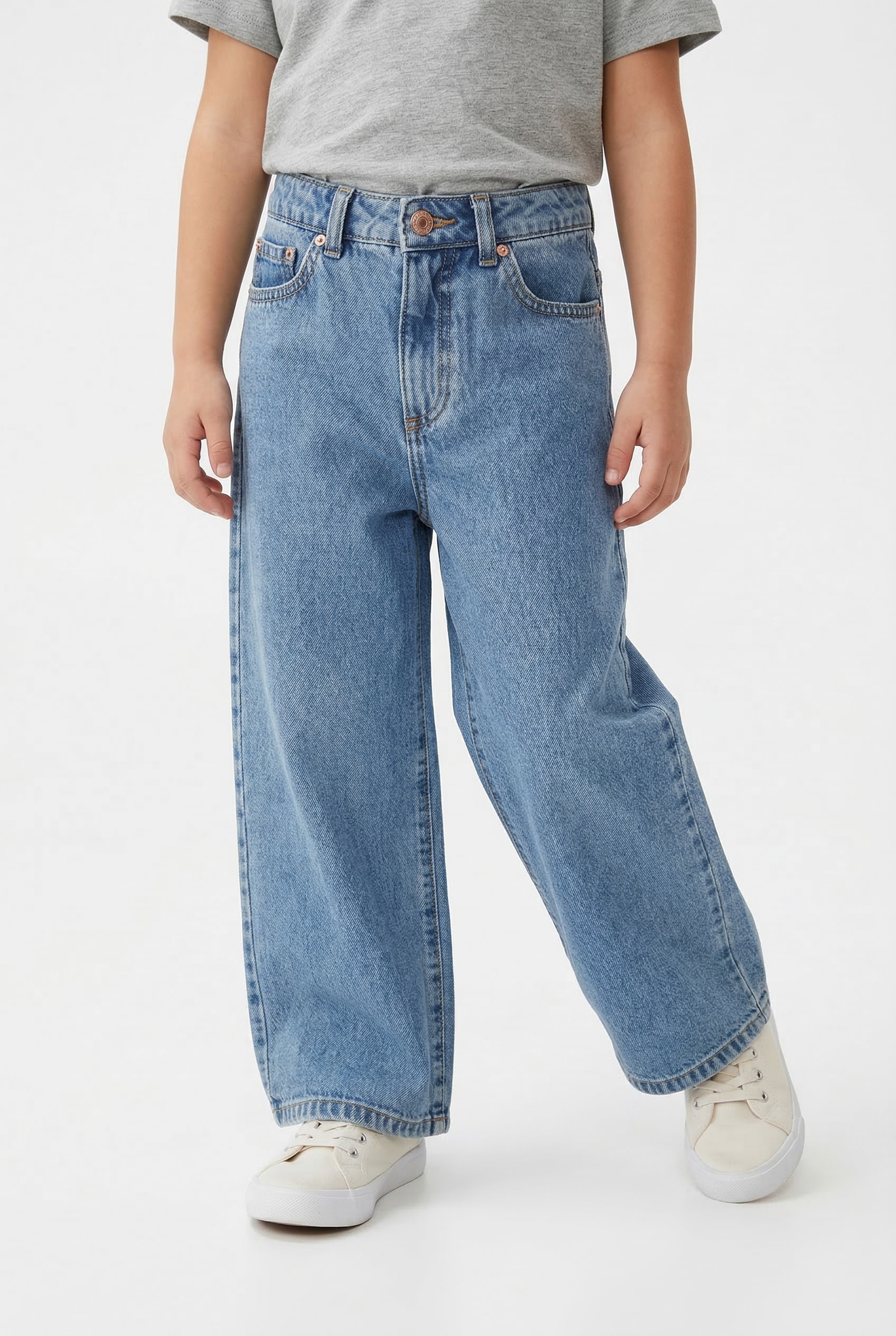Tom Tailor Jean 1041068 Wide Fit Mid Stone Bright Blue Denim 134 cm Filles