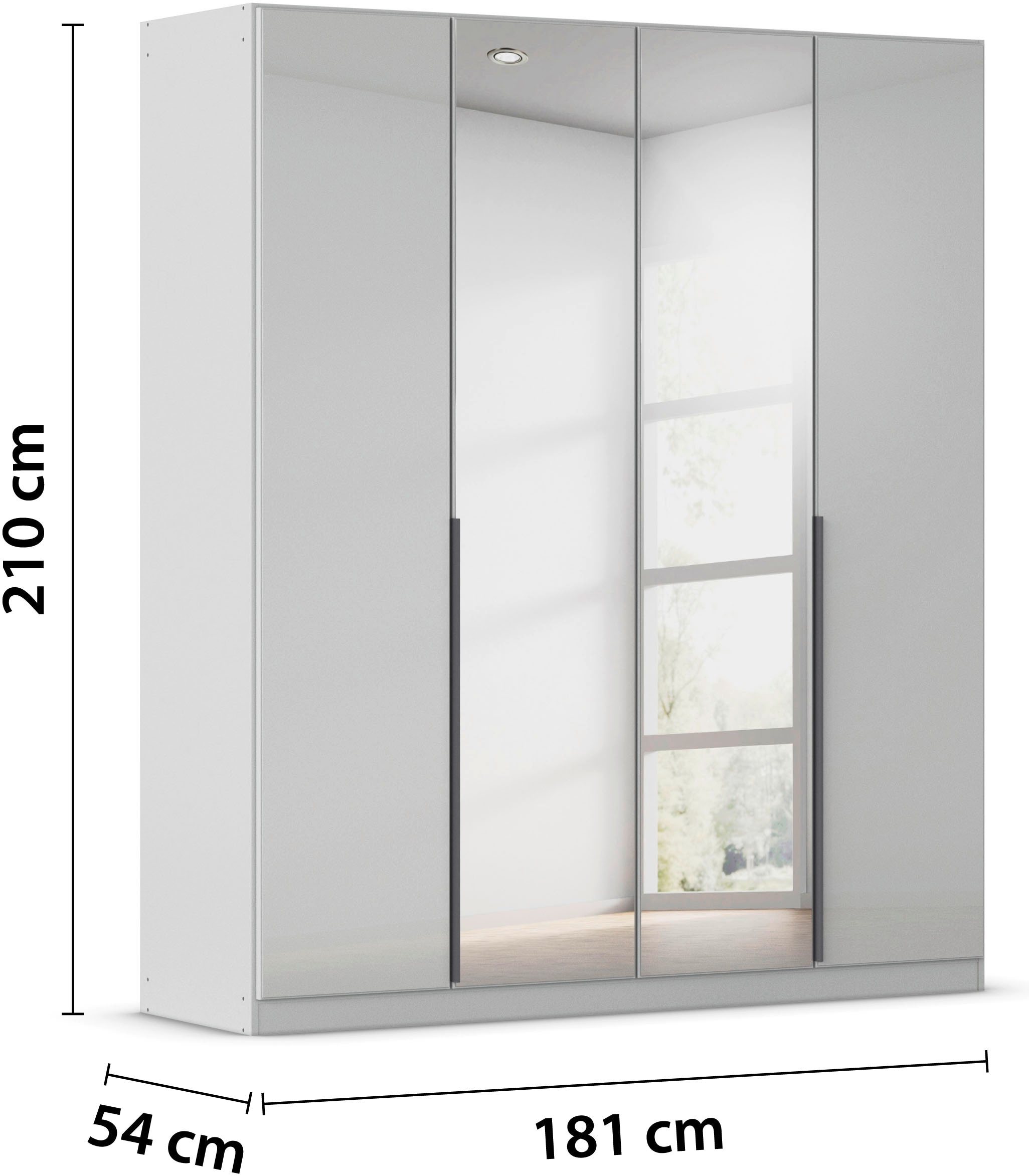 rauch Drehtürenschrank »Kleiderschrank Kleiderschränke Schrank Garderobe AGORDO mit Glasfront«, (in zwei Griff-Farben), durchdachte Innenausstattung, in 6 Breiten und 2 Höhen MADE IN GERMANY