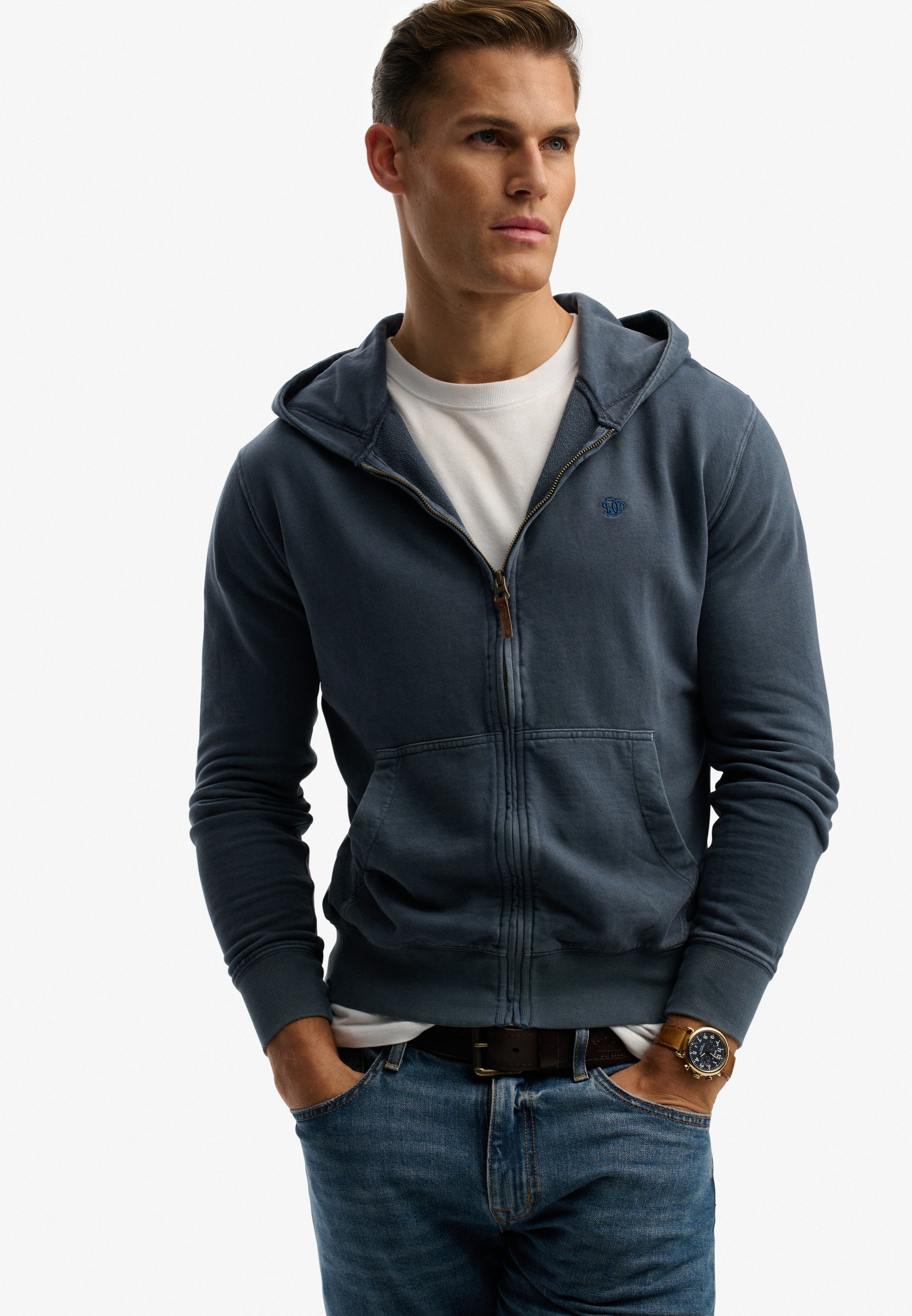 Superdry Kapuzensweatjacke »CLASSIC ESSENTIAL ZIPHOOD« mit Reißverschluss, aus Baumwolle und angerauter Sweatware