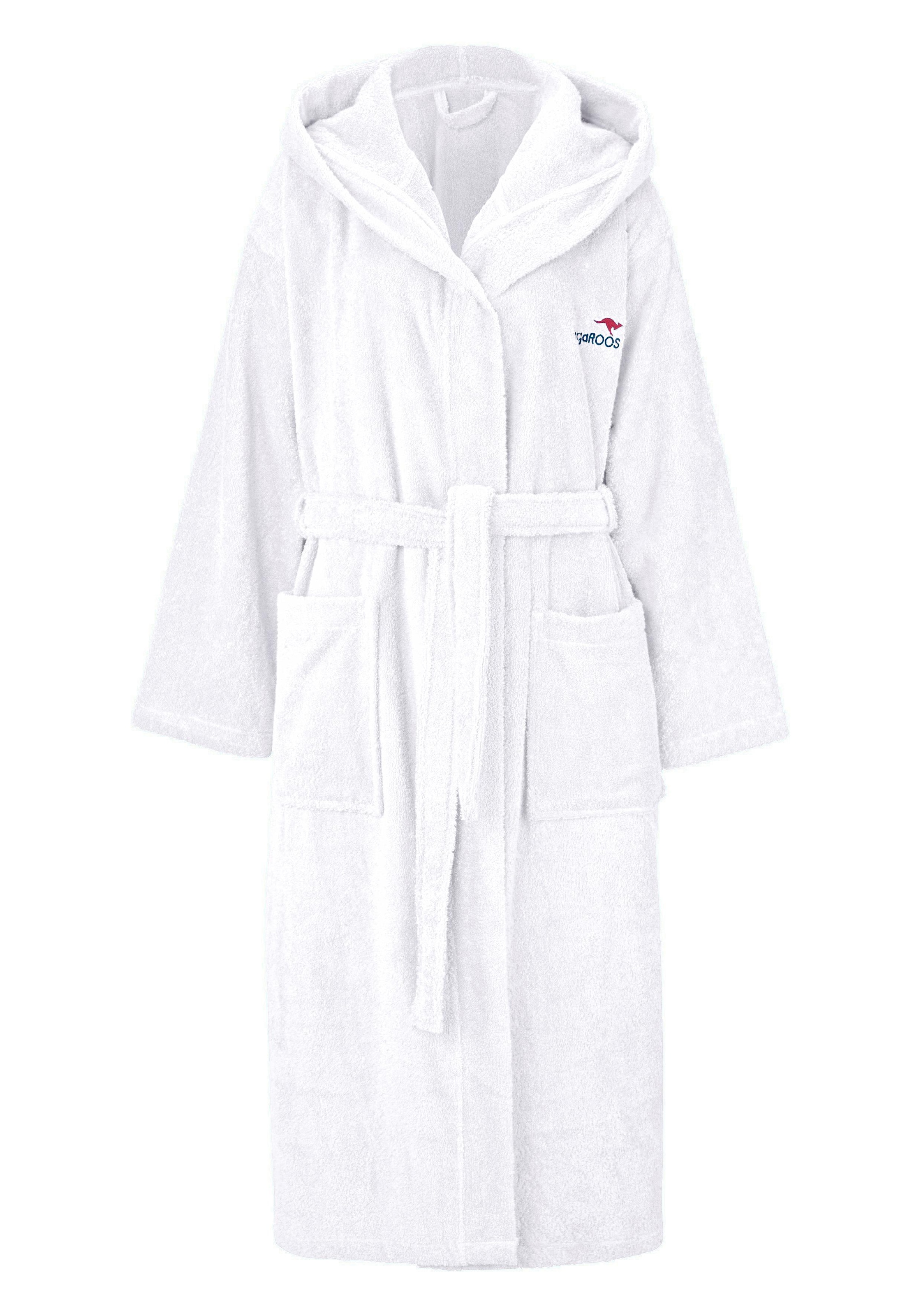 KangaROOS Unisex-Bademantel "Cassidy, für Damen & Herren, Standardlänge & Überlänge" 1 Stk. mit Taschen, Männer und Frauen, Baumwolle, Reise, Hotel, Sauna, S-3XL