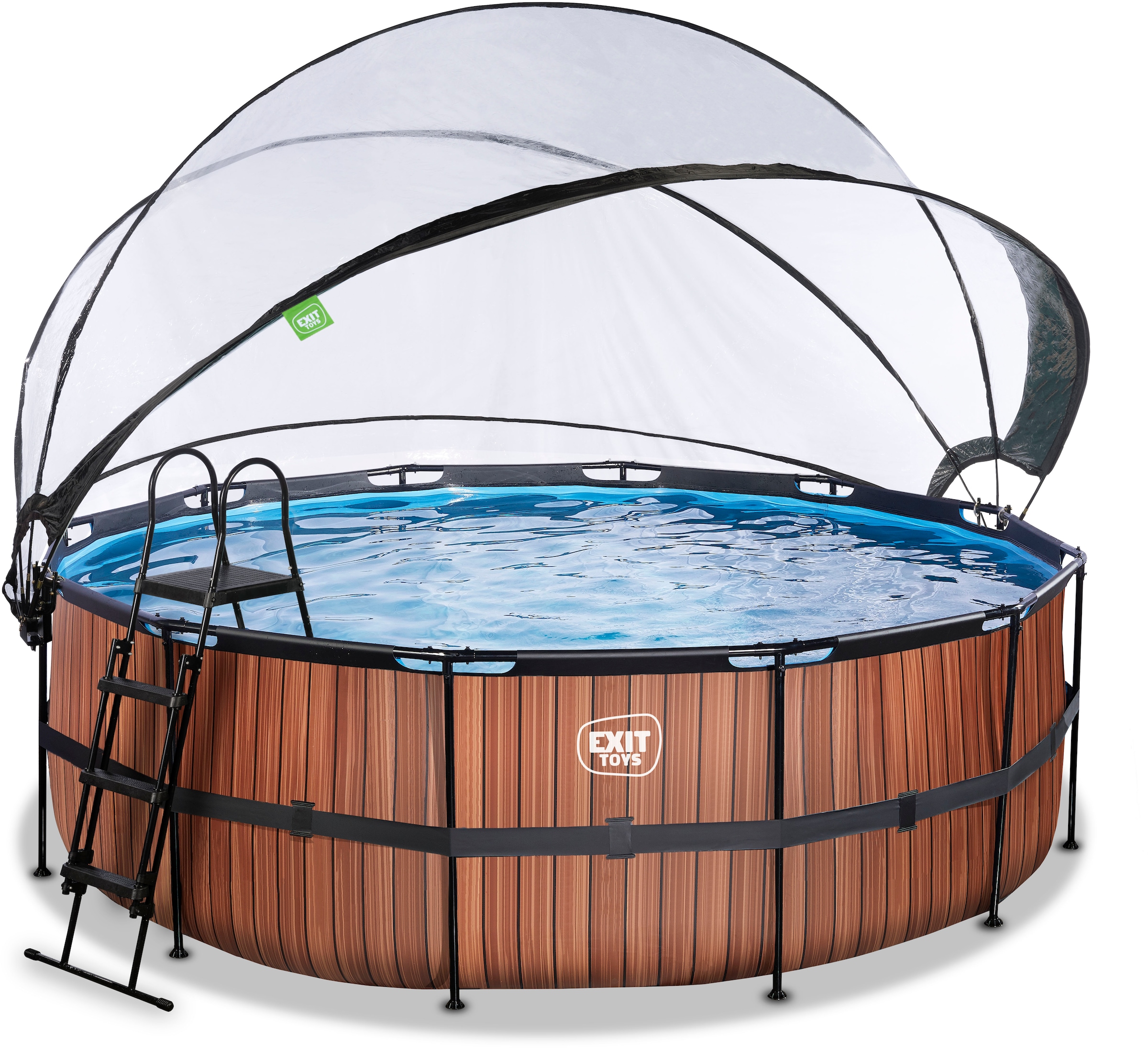 EXIT Framepool »Wood Pool øxH: 427x122cm«, mit Sandfilterpumpe und Abdeckung, braun