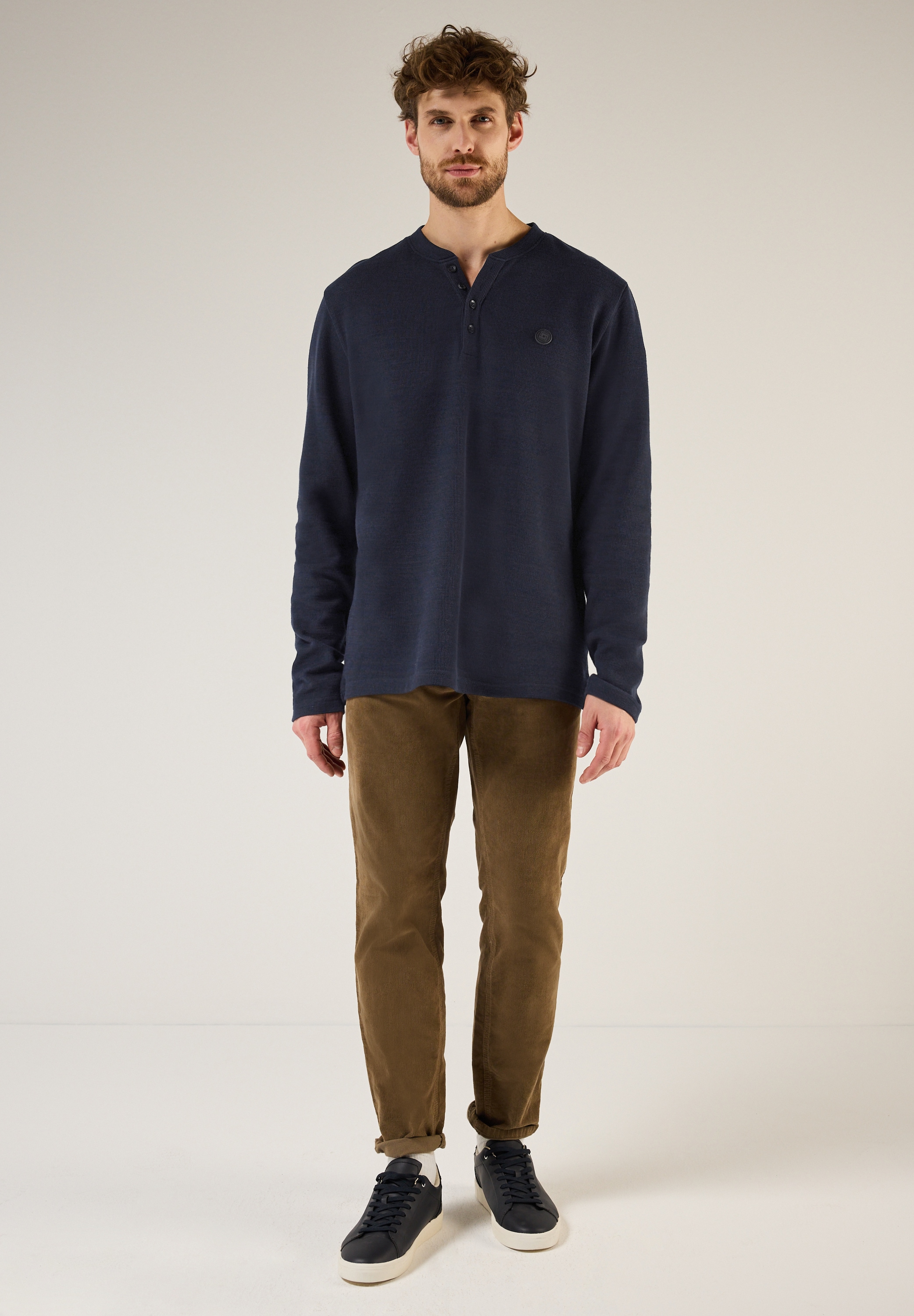 STREET ONE MEN Langarmshirt, bestehend aus einem Materialmix