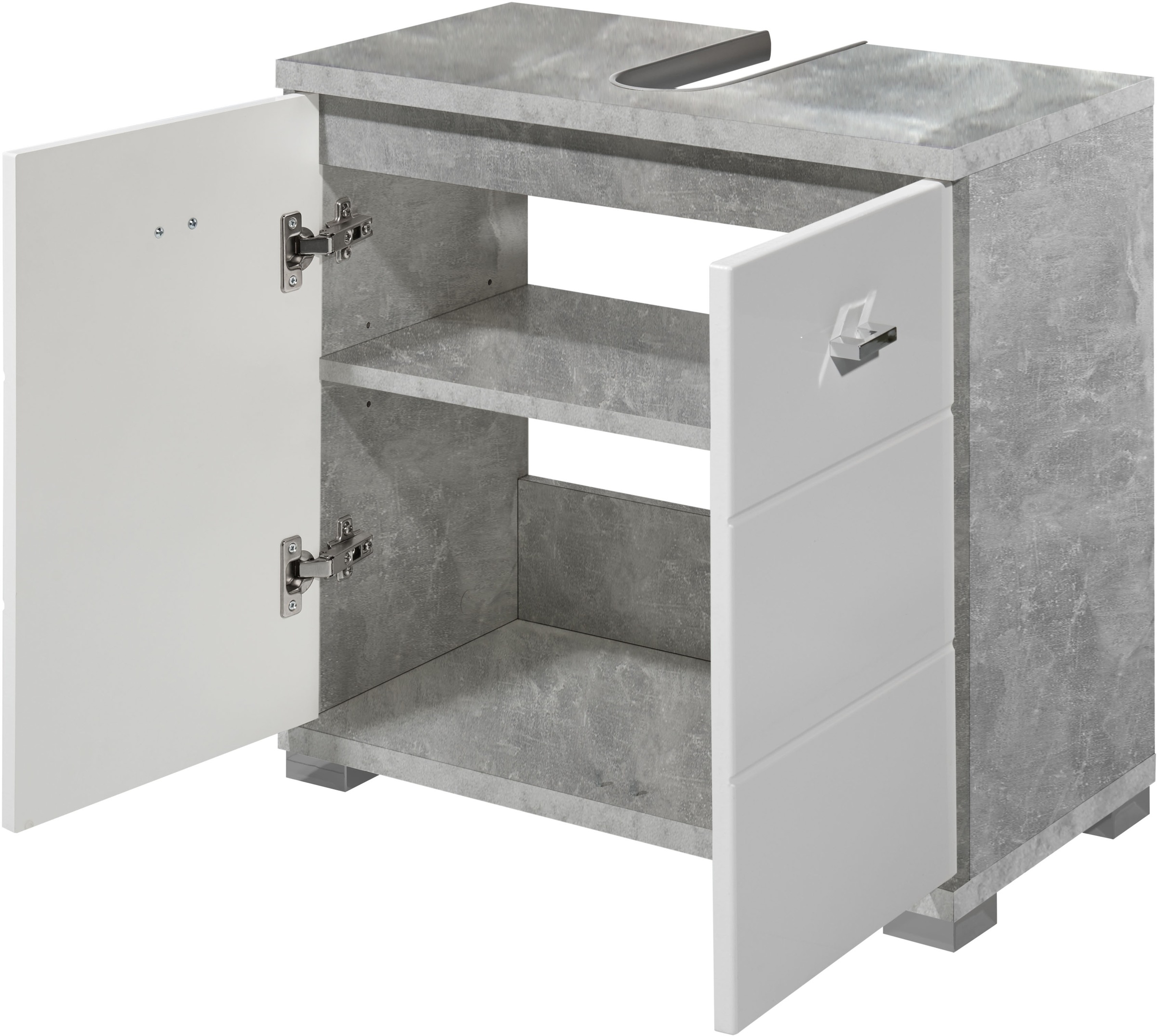 BASIC by Balculina Waschbeckenunterschrank »Pool, Badezimmerschrank BxHxT 60x57x31«, (1 St.), Breite 60cm, Tür L/R montierbar
