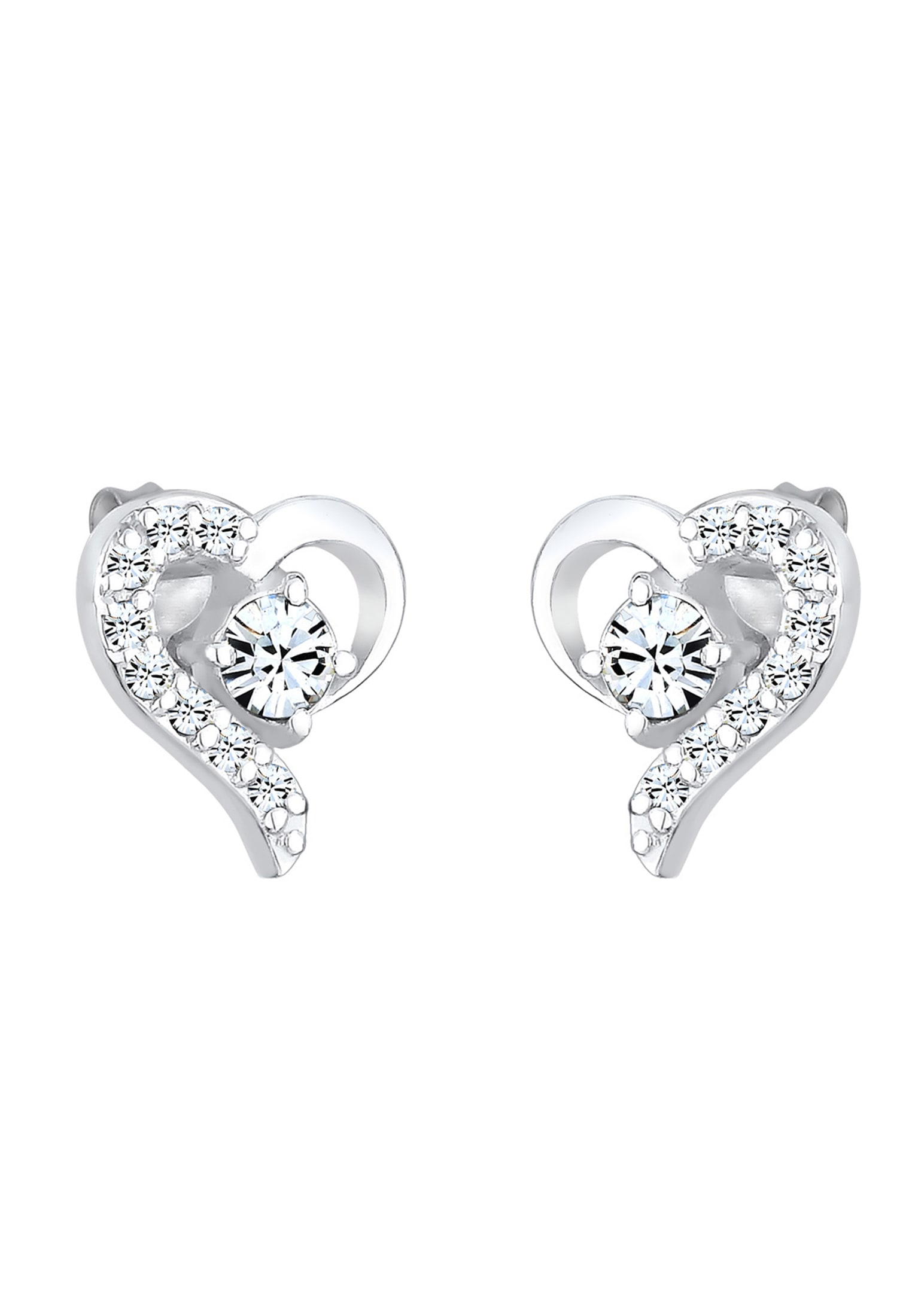 Elli Paar Ohrstecker »Herz Liebe Kristalle 925 Silber Stecker«