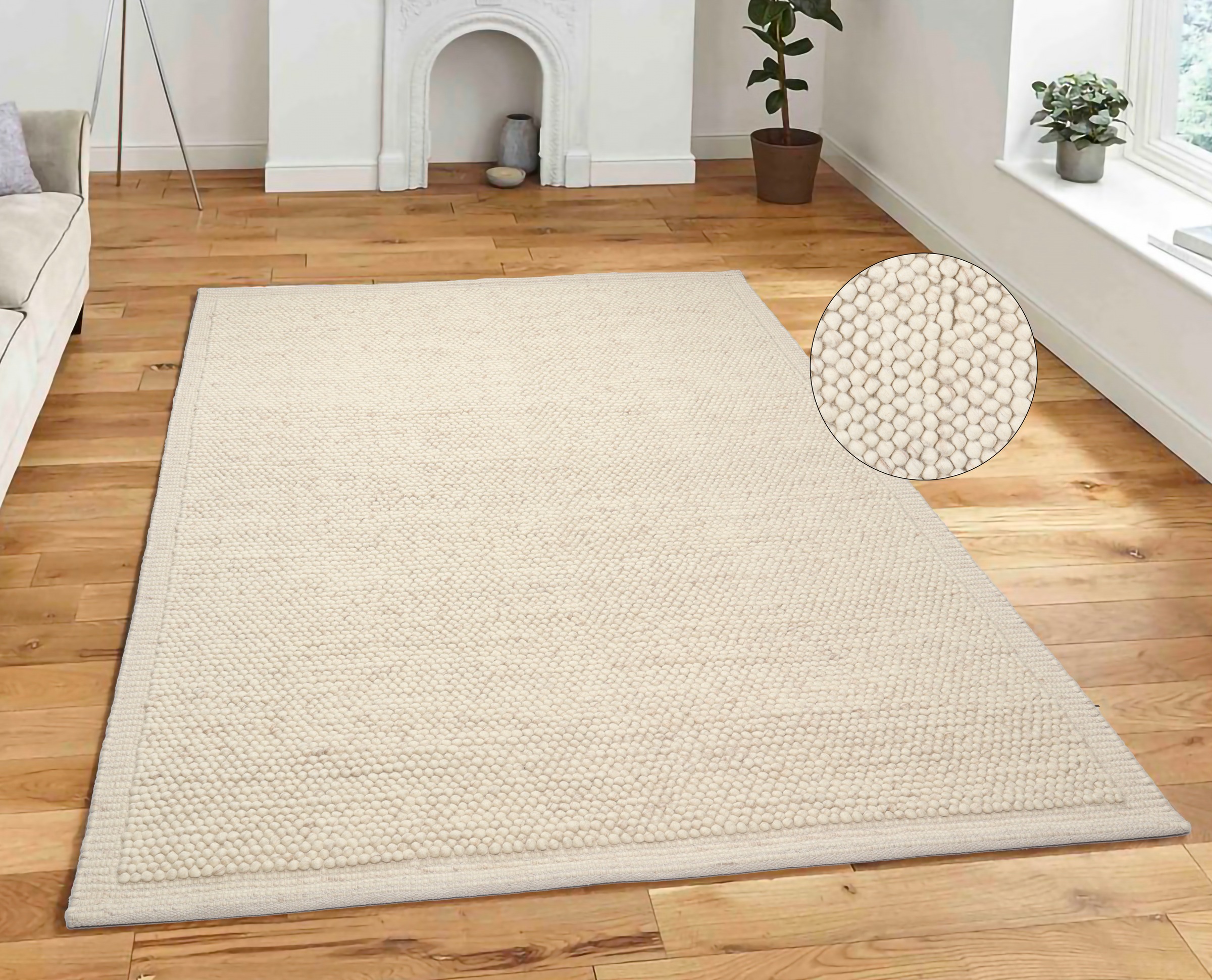 OTTO home Wollteppich "Wolly Rahmen, handgewebt, Wolle" rechteckig 14 mm Hö günstig online kaufen