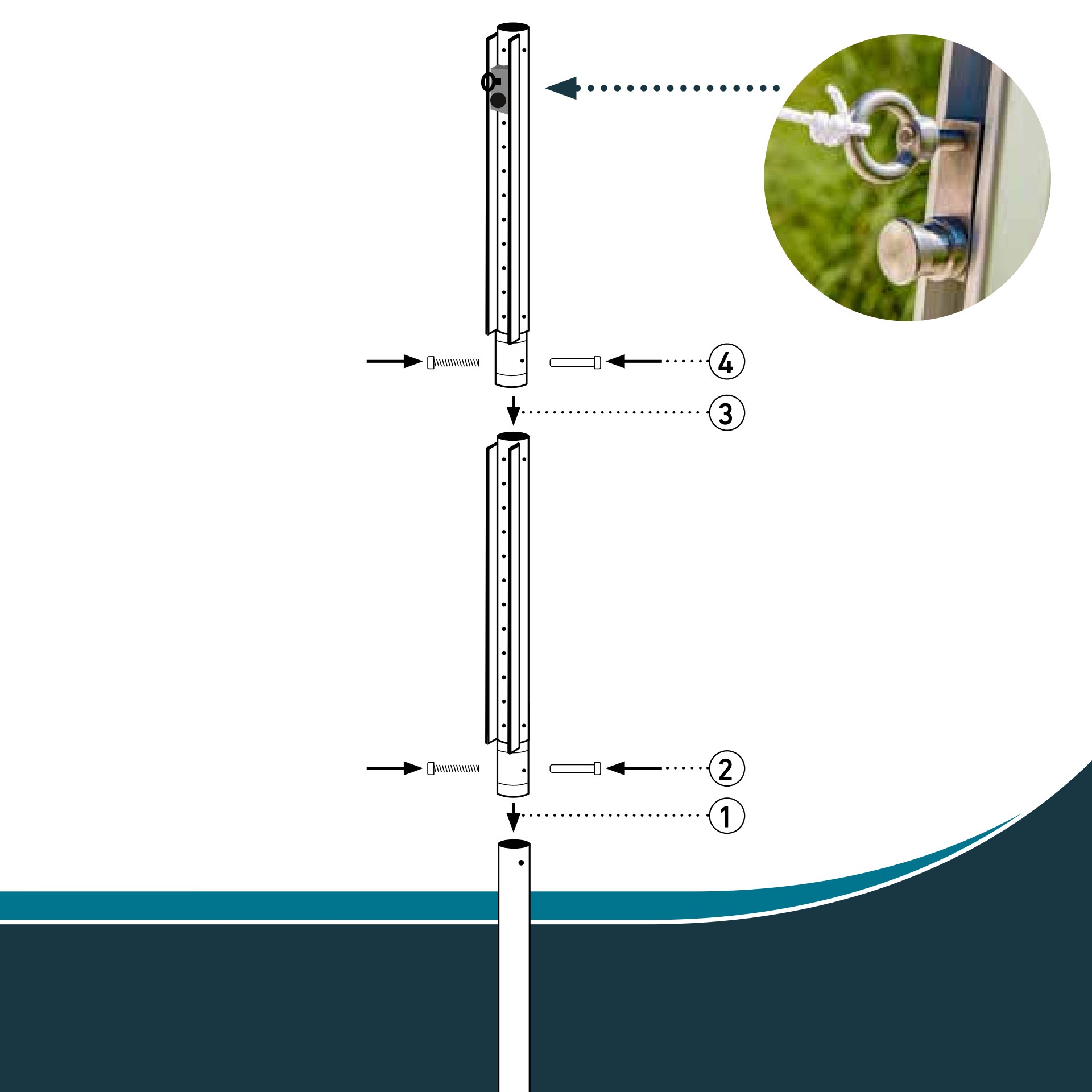 Windhager Sonnensegelmast »Premium« höhenverstellbares Gleitschienensystem