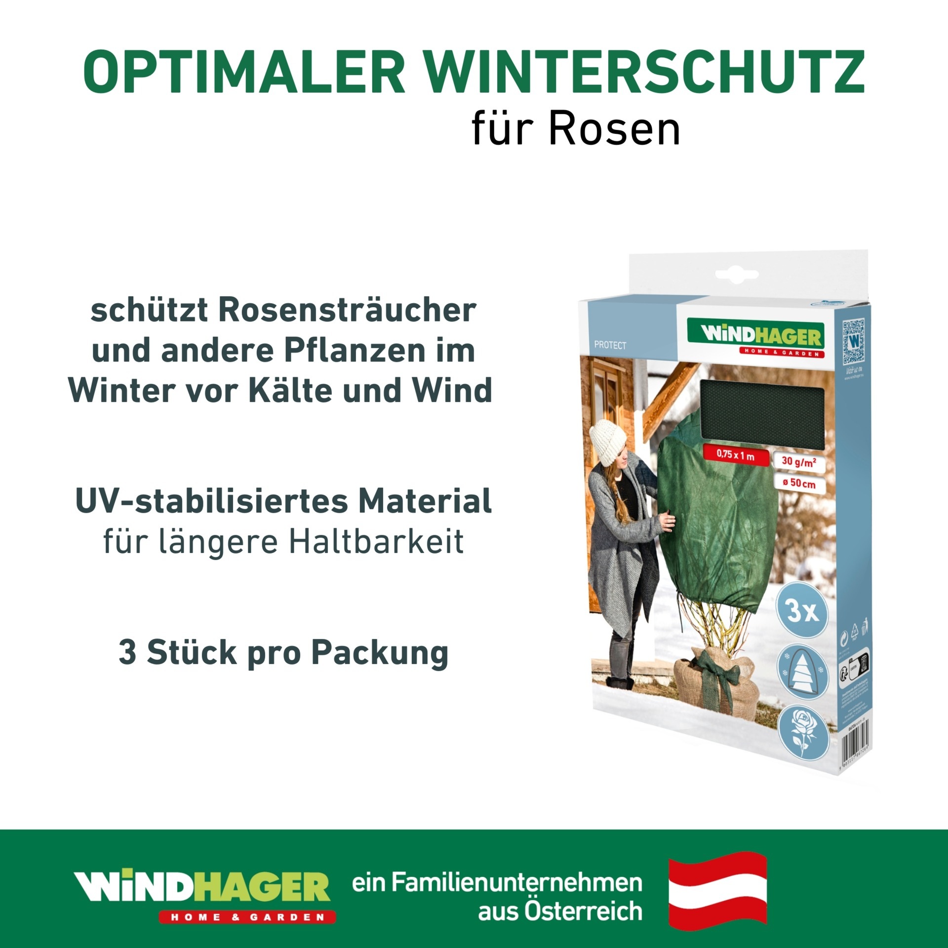 Windhager Winterschutzvlies »Winterschutz für Pflanzen, Vlieshaube, Frostschutz und Kälteschutz« licht-, wasser- und luftdurchlässig, 2,5x1 m, Stärke 50 g/m2
