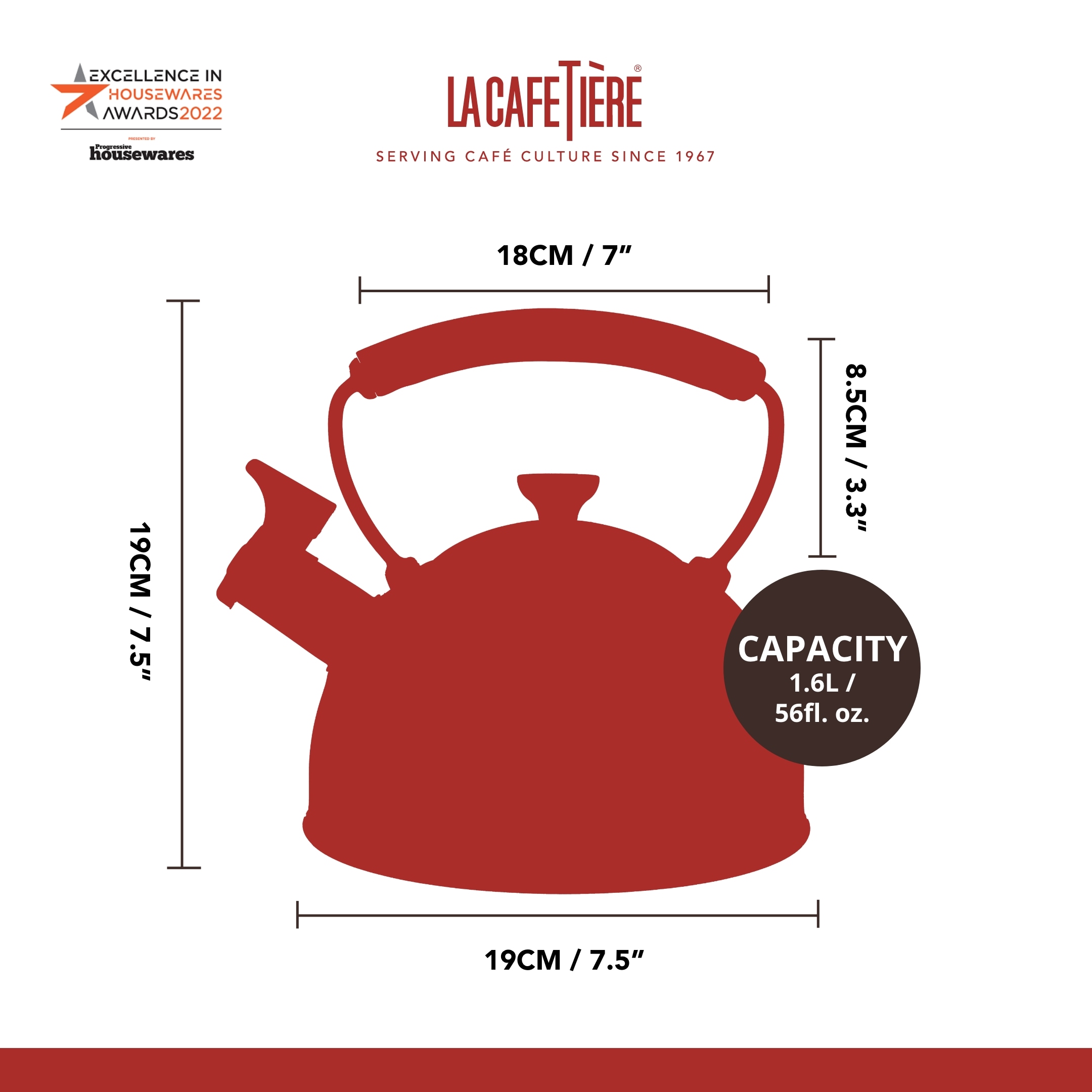 La Cafetière Wasserkessel »La Cafetière«, (1 tlg.), pfeifend, mit Holzgriff, 1,6 Liter, Induktion