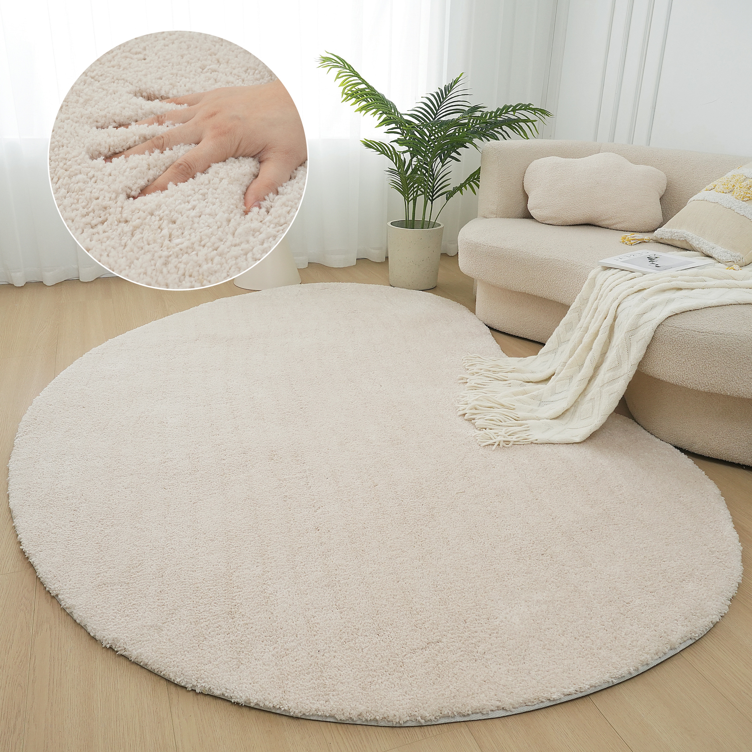 LeGer Home by Lena Gercke Hochflor-Teppich "Halrum, einfarbig, besondere Form, modern" U-förmig 25 mm Höhe organische Form, bean shape, kuschelig, Wohnzimmer, Schlafzimmer