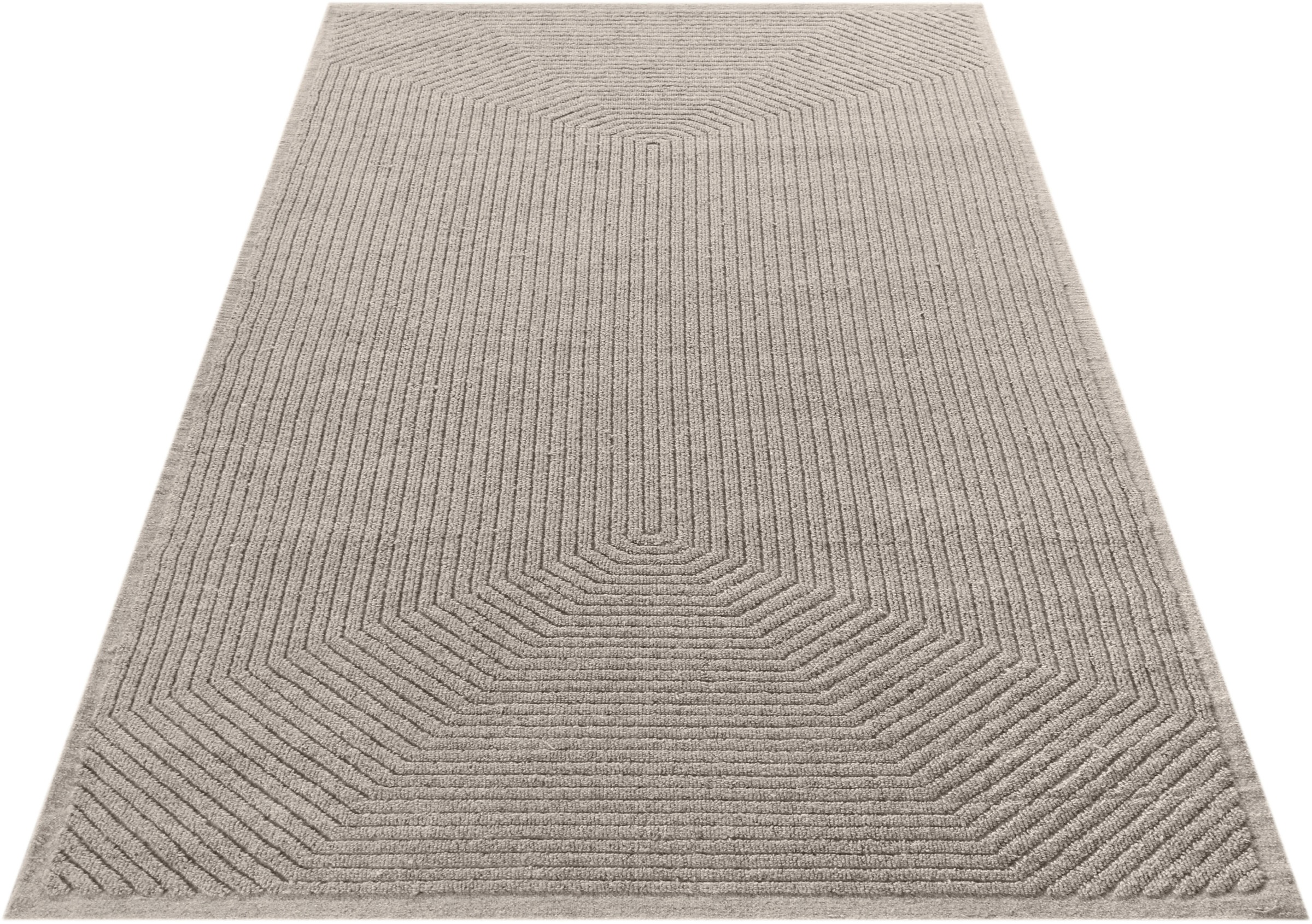 my home Wollteppich »Sola«, rechteckig, 12 mm Höhe, Hoch-Tief-Struktur, Handgearbeitet,Wohnzimmer, Schlafzimmer, Esszimmer
