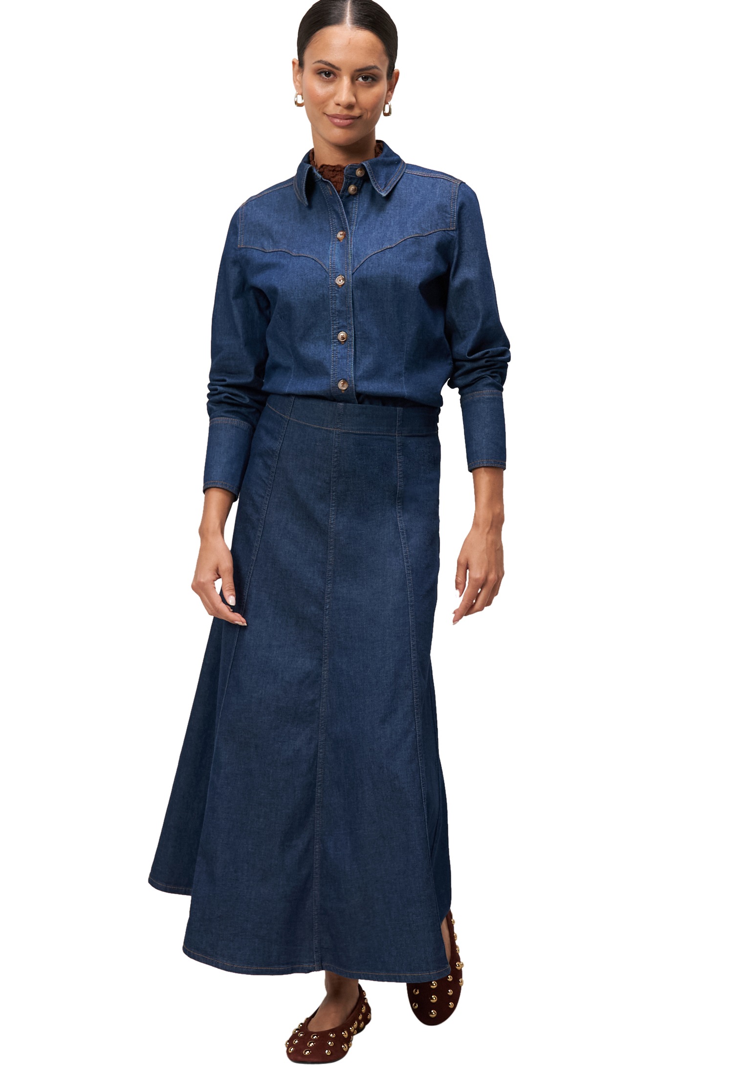 Zero Jeansbluse »zero Jeanshemd mit Knopfleiste«