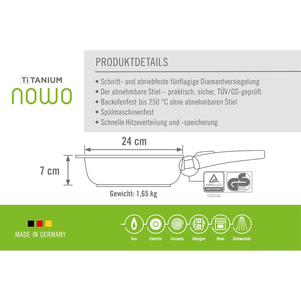 WOLL MADE IN GERMANY Bratpfanne »Nowo Titanium«, Aluminiumguss, (1 tlg.), Made in Germany