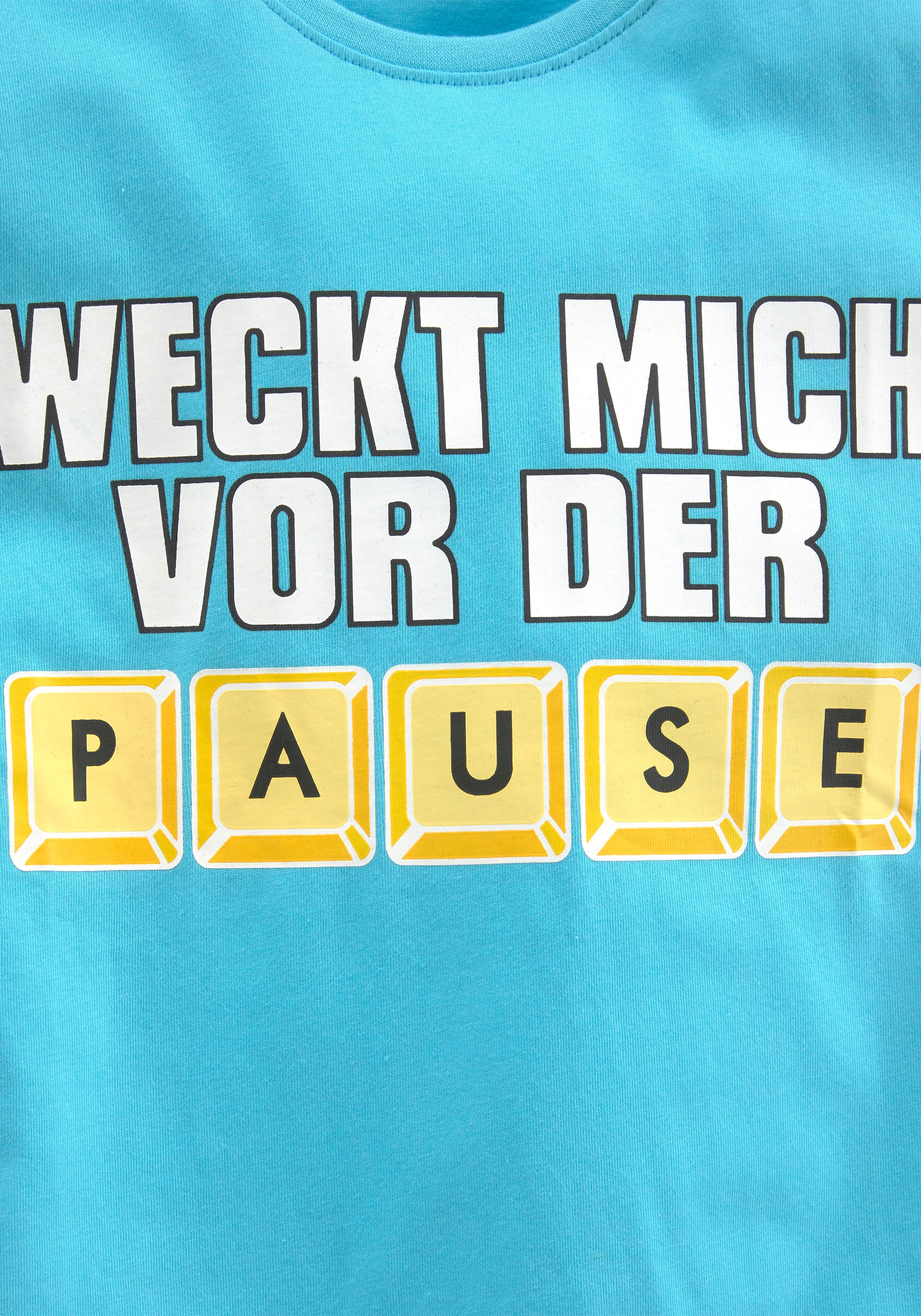 KIDSWORLD T-Shirt »WECK MICH VOR DER bestellen Spruch PAUSE«, online BAUR 