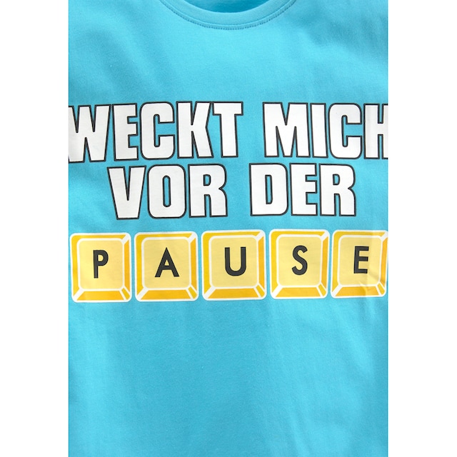 KIDSWORLD T-Shirt »WECK MICH VOR DER PAUSE«, Spruch online bestellen | BAUR