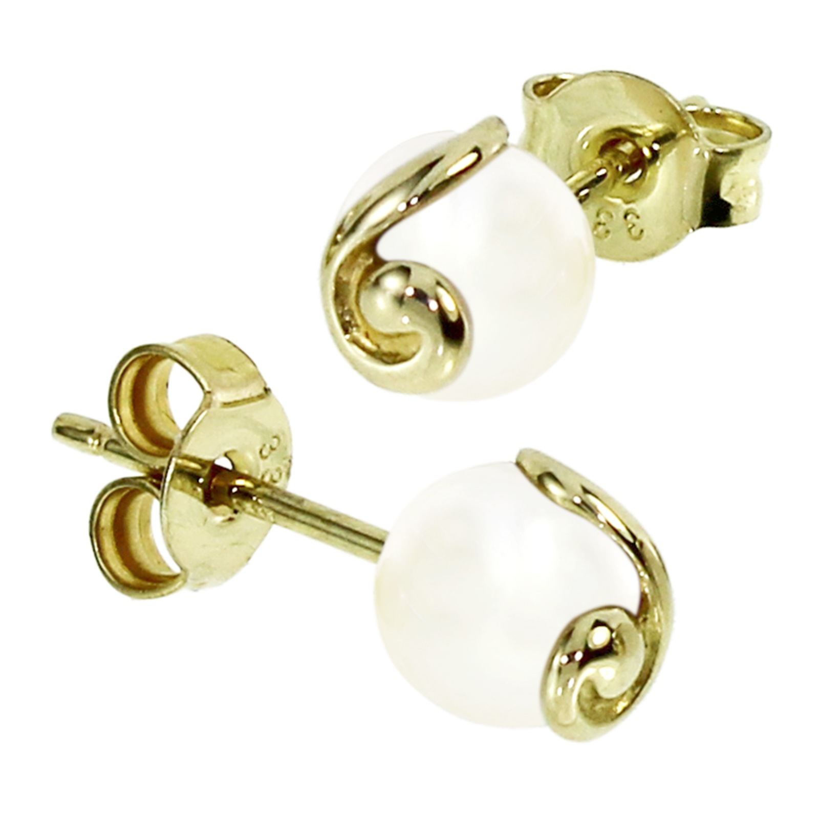 OSTSEE-SCHMUCK Damen Paar Ohrstecker "Ostsee-Schmuck Ohrstecker Itte Ohrstecker Itte", 6mmrund, Gelbgold 333, gelb, Gelbgold 333, Ohrringe