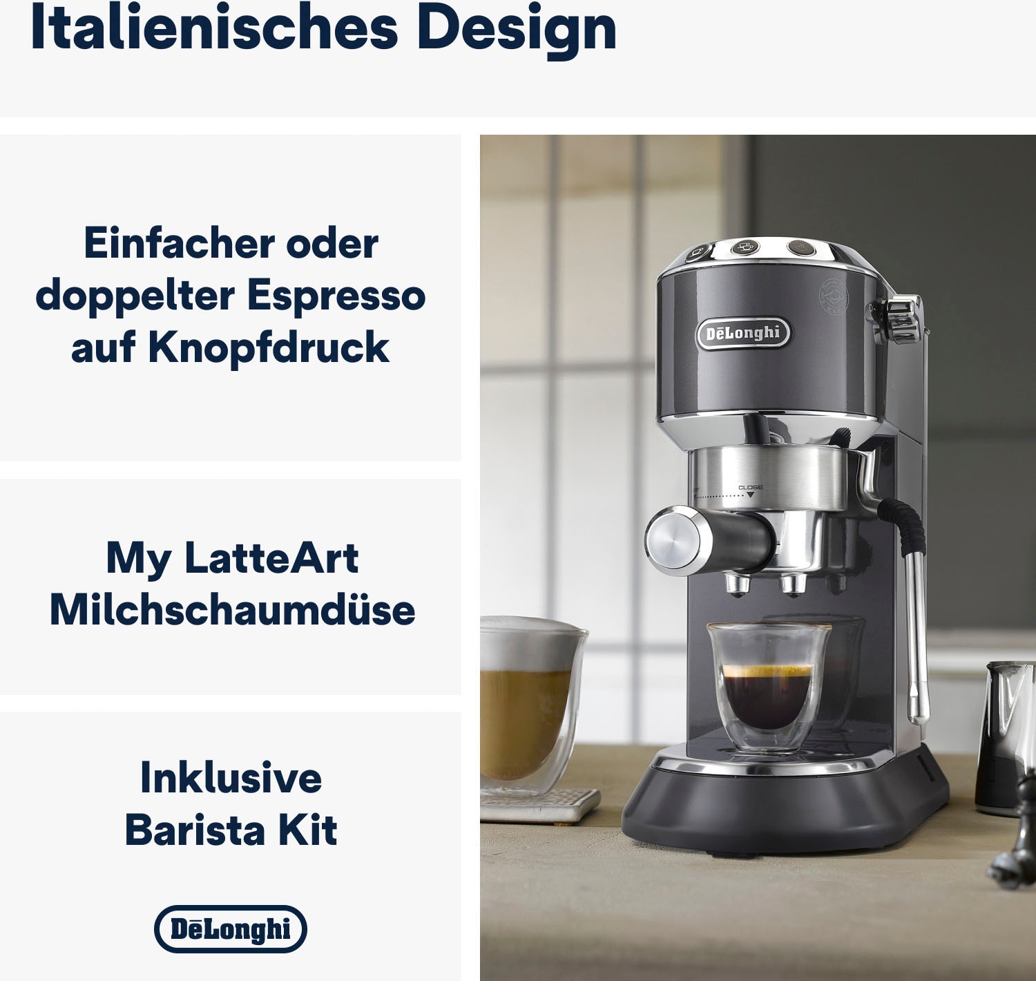 De'Longhi Siebträgermaschine »Dedica Arte EC885.GY«