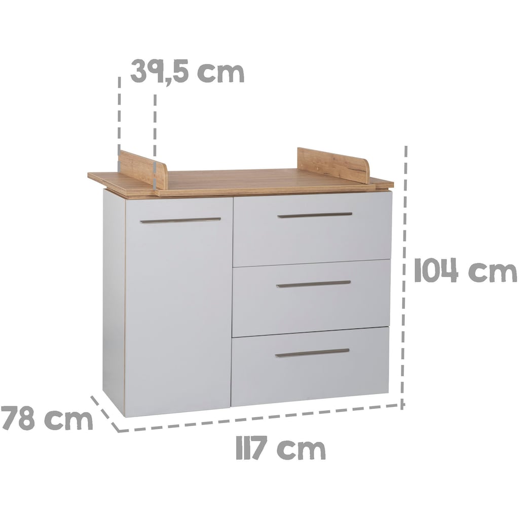 roba® Babyzimmer-Komplettset »Tobi«, (Set, 3 St., Kinderbett, Schrank, Wickelkommode)