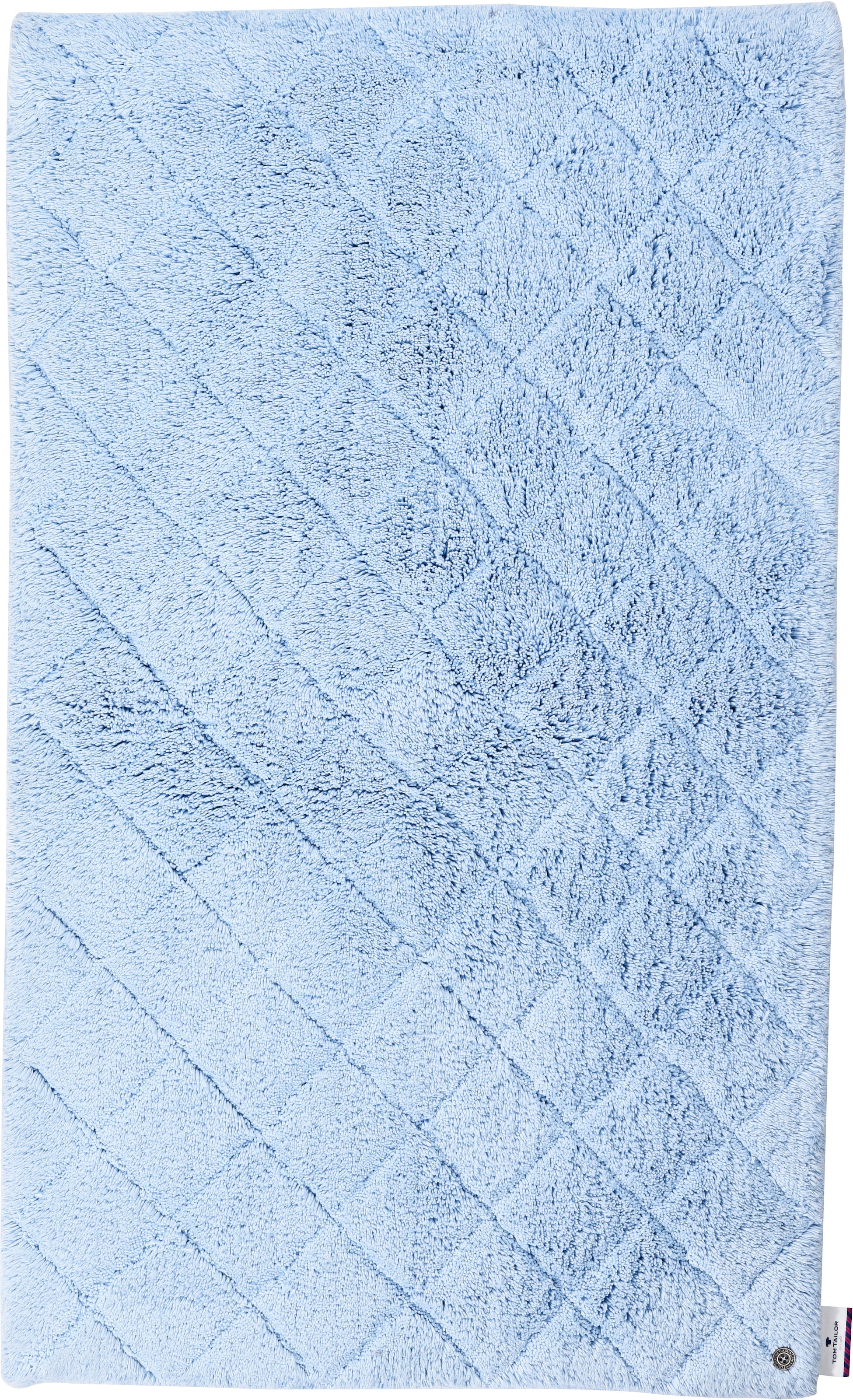 TOM TAILOR HOME Badematte »Cotton Diamond«, Höhe 20 mm, rutschhemmend beschichtet, fußbodenheizungsgeeignet-strapazierfähig, Uni Farben, Pastell Farben, Rauten, reine Baumwolle, weich & kuschelig