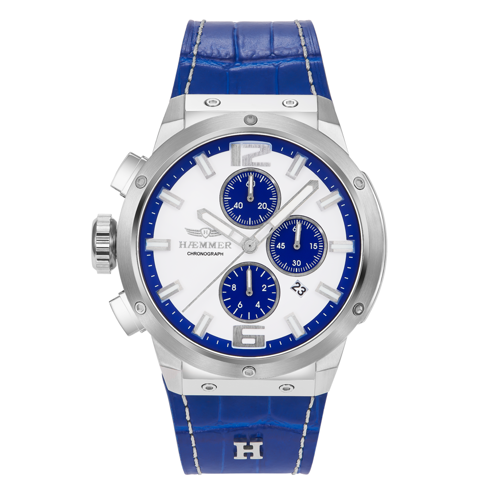 Chronograph HAEMMER GERMANY, blau, Armbanduhren, Herren, Chronograph, Quarzuhr, Armbanduhr, Herrenuhr, analog, Tag, Stoppfunktion