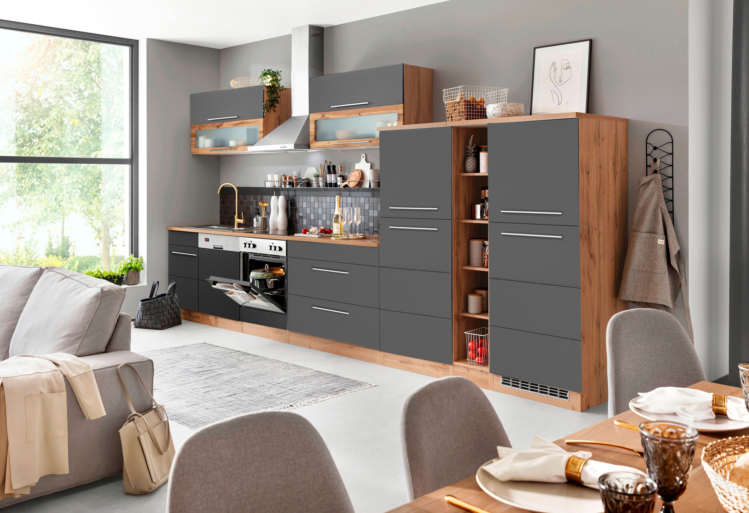 KOCHSTATION Küchenzeile "KS-Wien" Breite 420 cm, wahlweise mit E-Geräten günstig online kaufen