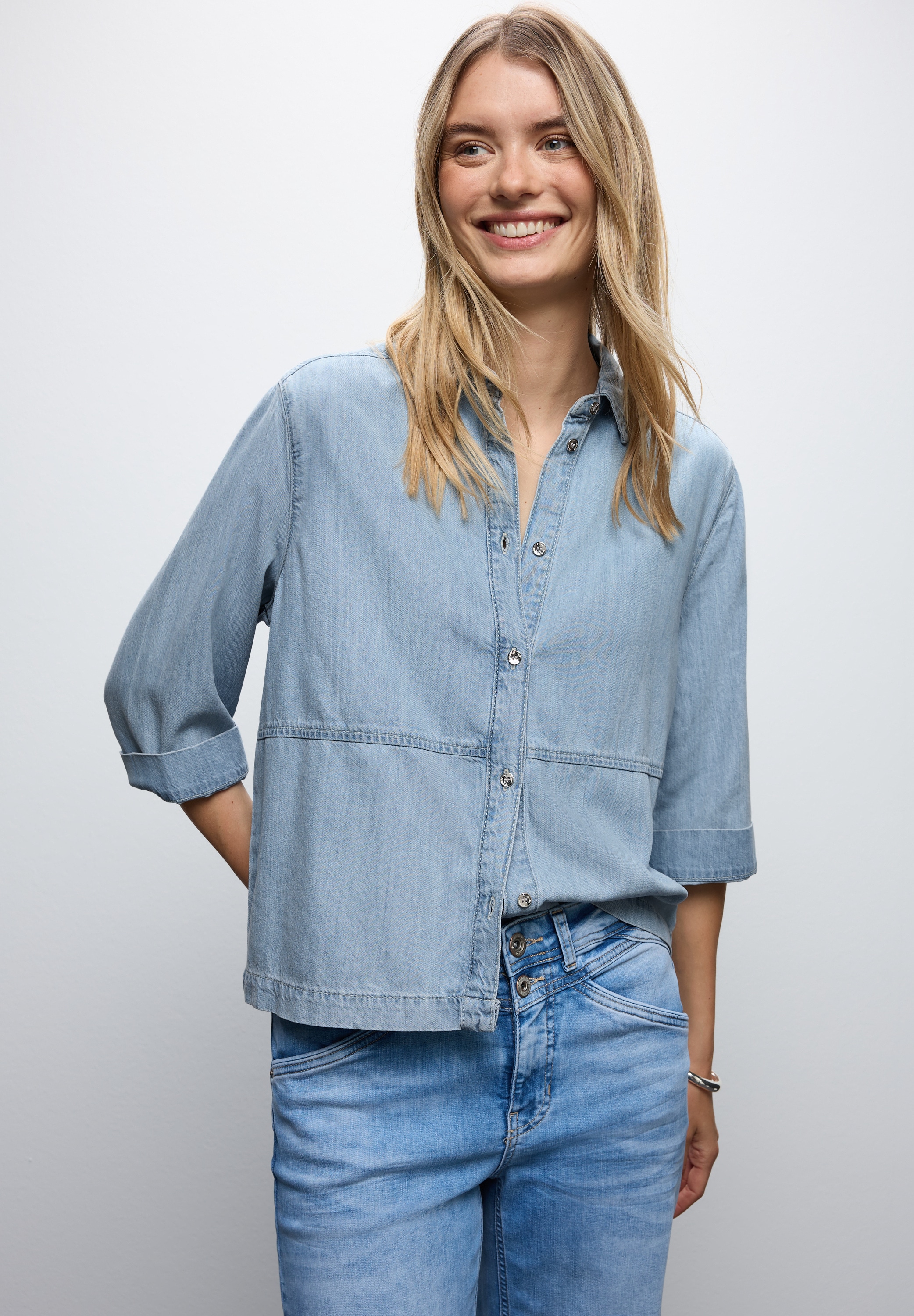 STREET ONE Jeansbluse, mit Knopfleiste günstig online kaufen
