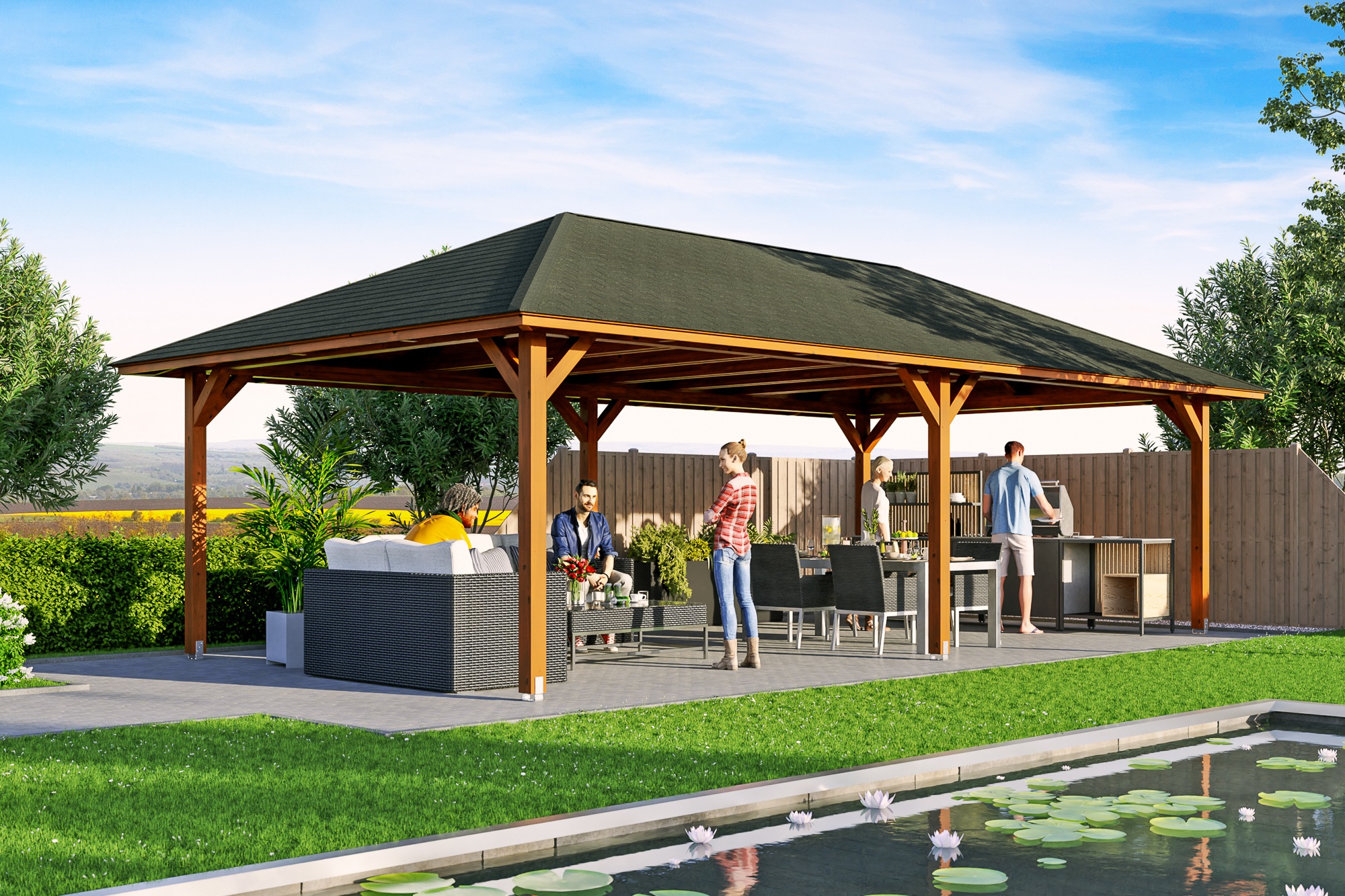 Skanholz Holzpavillon »Orleans 3«, Leimholz, 424 x 836 cm