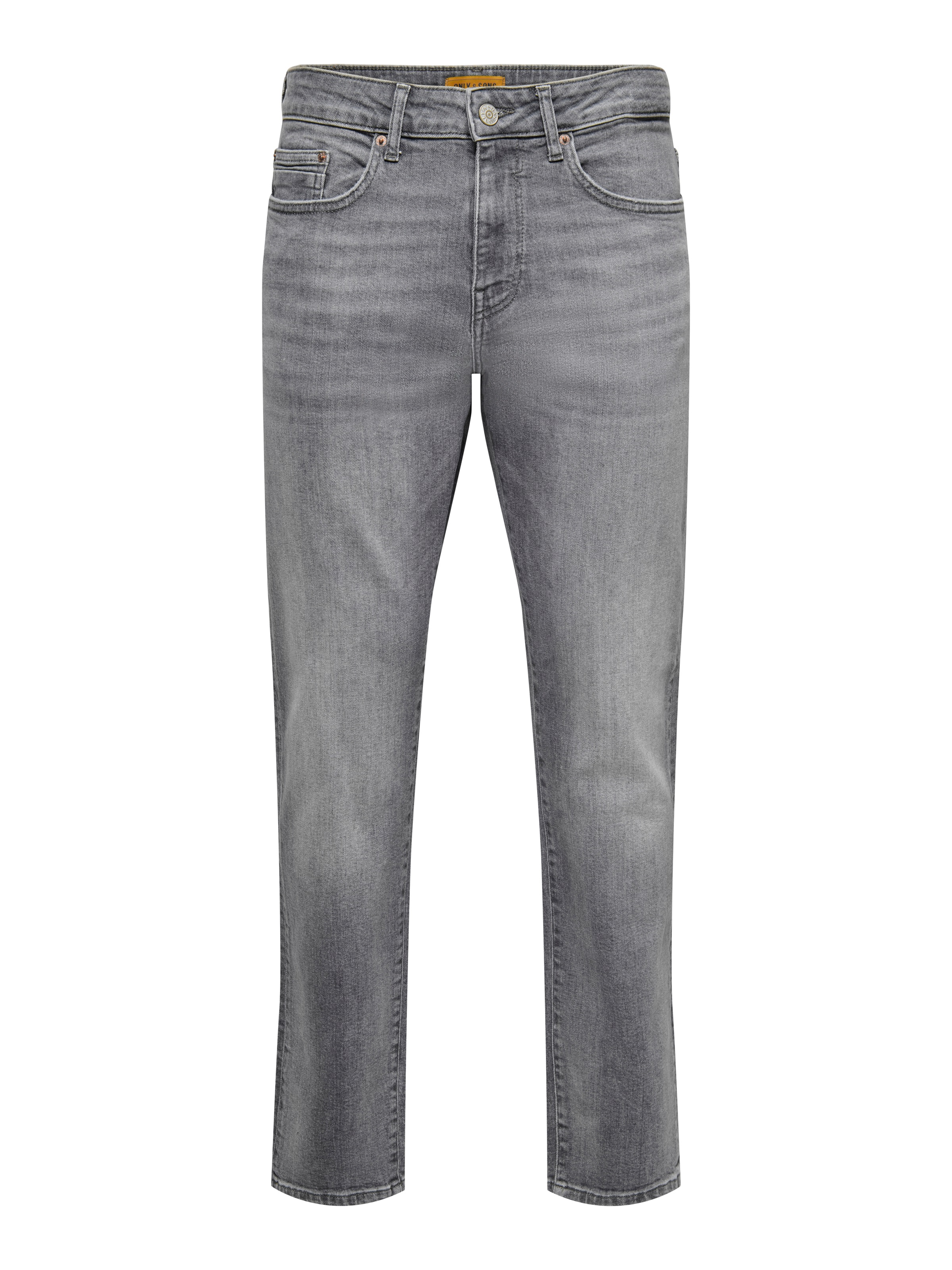 Straight-Jeans ONLY & SONS "ONSWEFT REG. MBD 5094 TAI DNM NOOS", Herren, Gr. 31, Länge 30, light grau denim, Denim/Jeans, Obermaterial: 98% Baumwolle, 2% Elasthan, Abriebeffekte, regular fit lang, Jeans Straight-Jeans, im 4-Pocket-Style 2