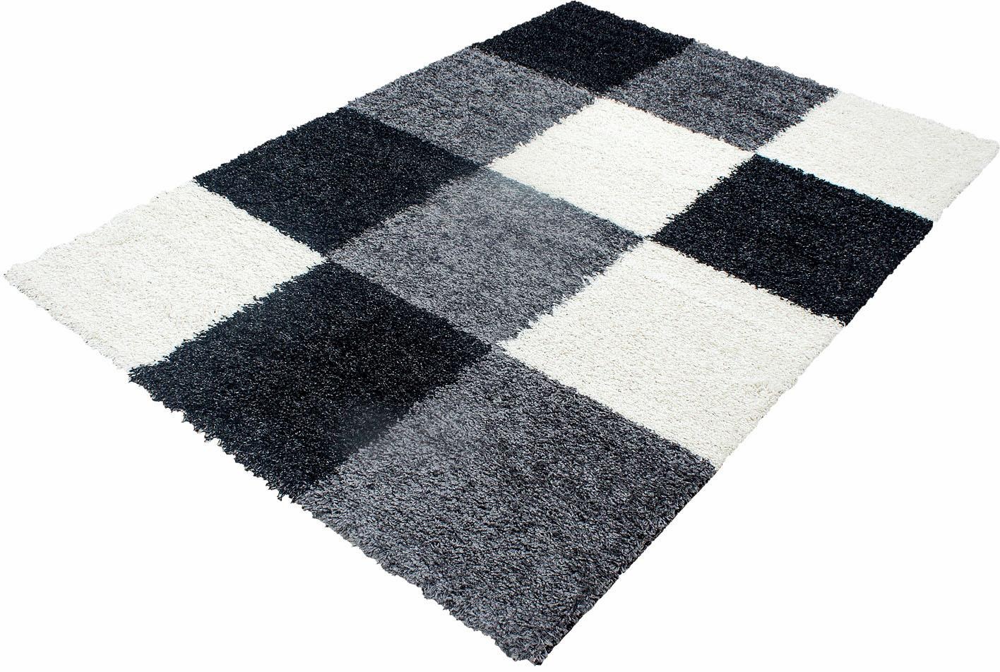 Ayyildiz Teppiche "Life Shaggy 1501" rechteckig 30 mm Höhe Langflor, robust, Karo, Wohnzimmer