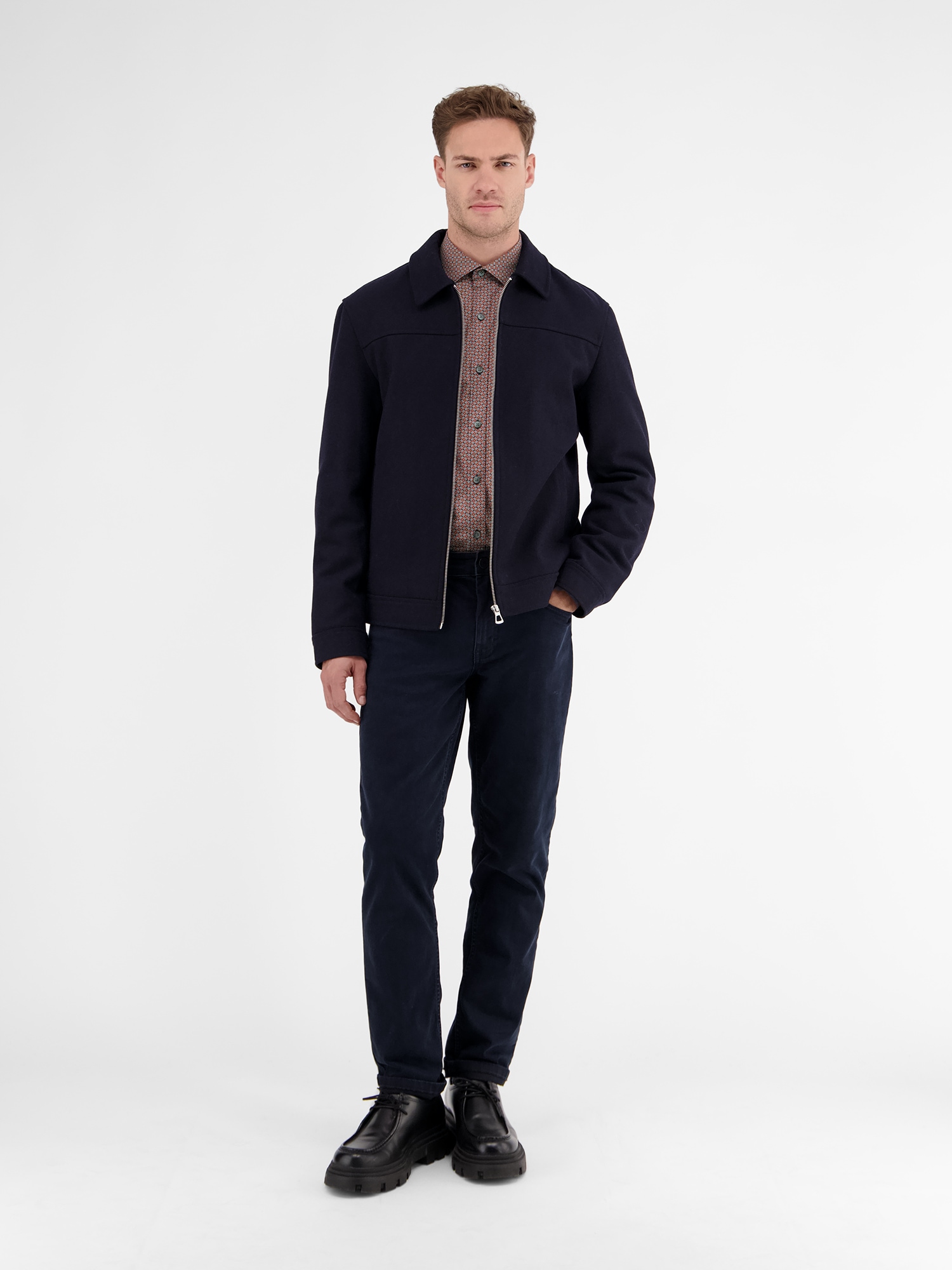 LERROS Langarmhemd »LERROS Poplinhemd mit Stretchanteil, minimal gemustert«