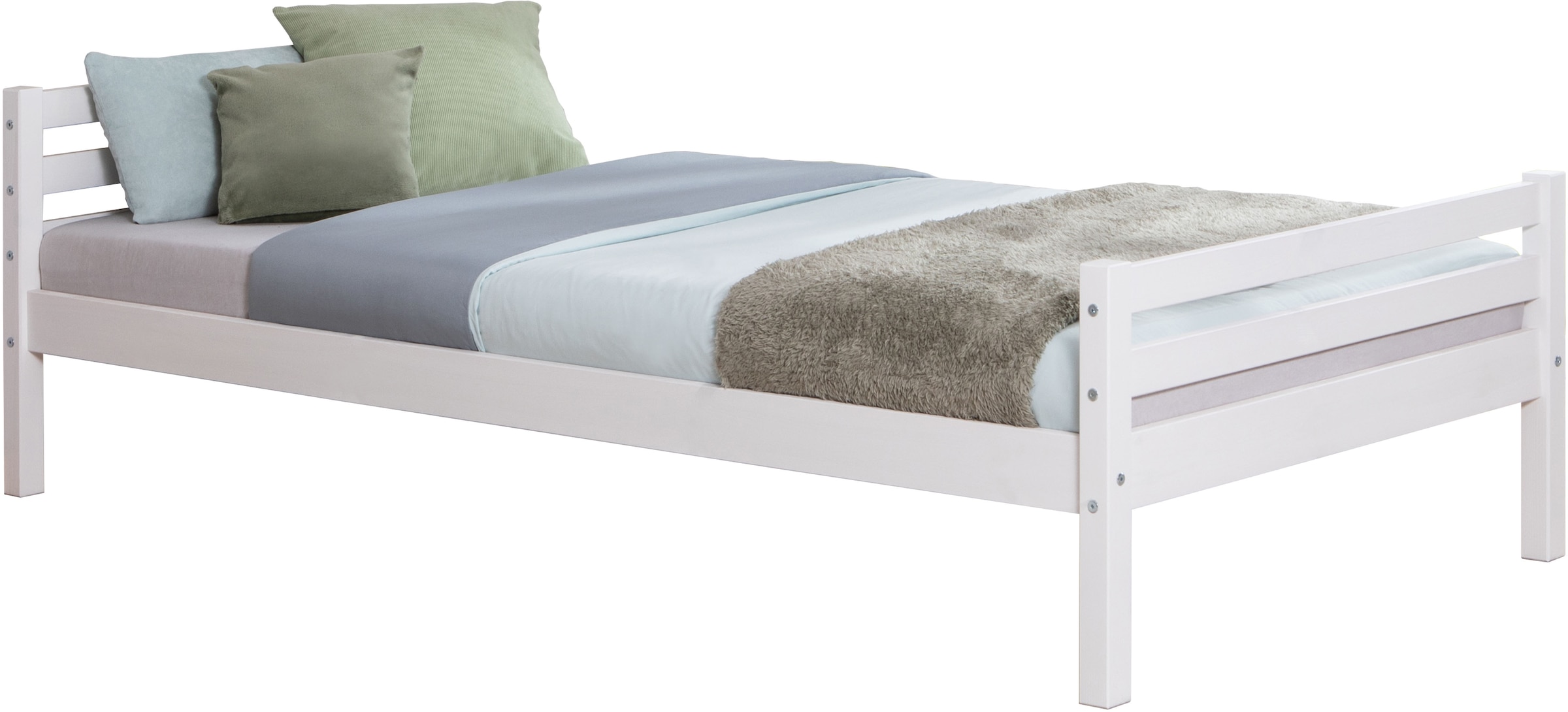 Ticaa Jugendbett, Futonbett in diversen Breiten, Kiefer, mit Rollrost