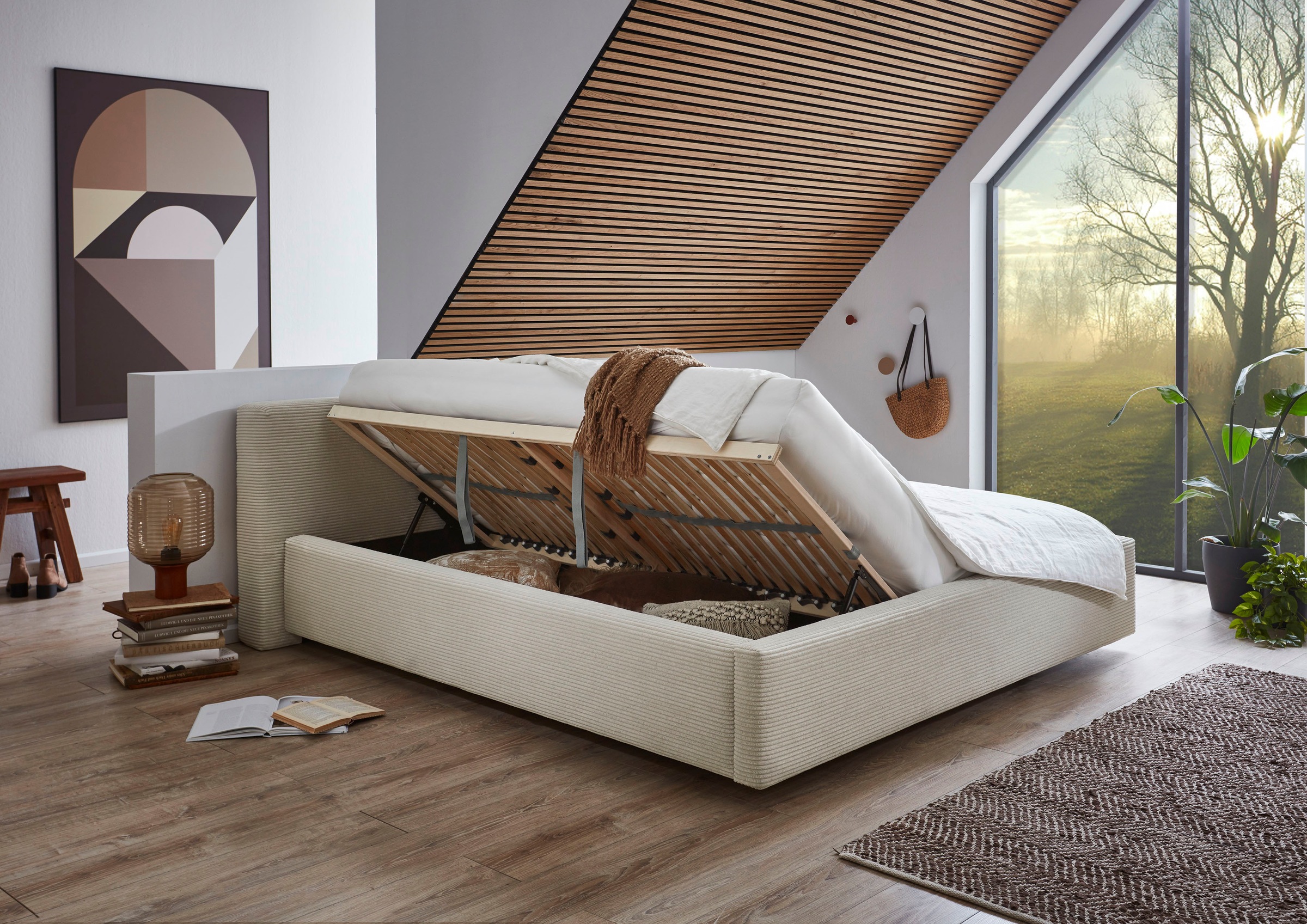 meise.möbel Polsterbett »Cube wahlweise mit Matratze und Bettkasten«, extra flaches Kopfteil, erhältlich in den Breiten 140cm, 160cm & 180cm