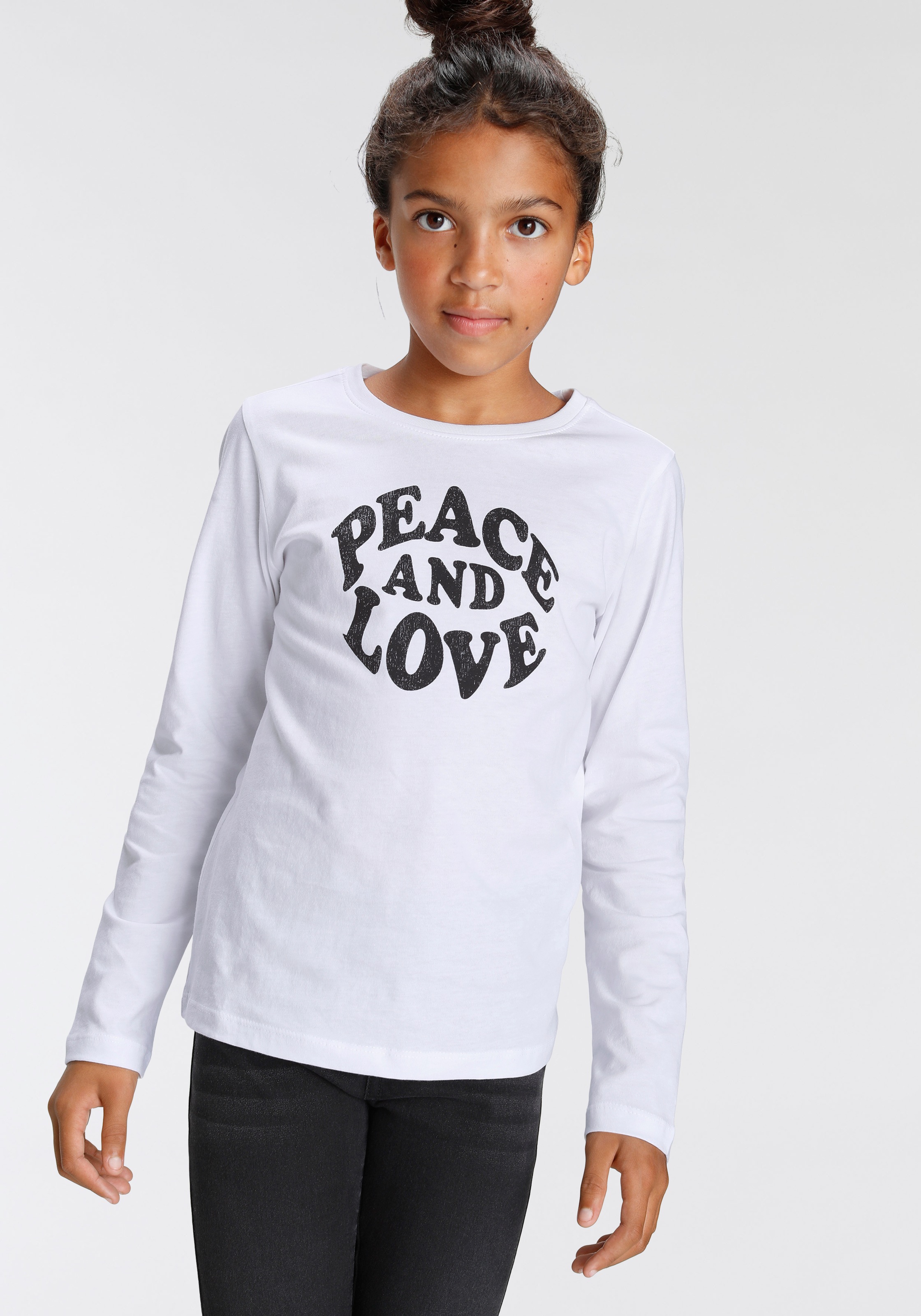 and »Peace | KIDSWORLD kaufen Druck Love«, BAUR Langarmshirt