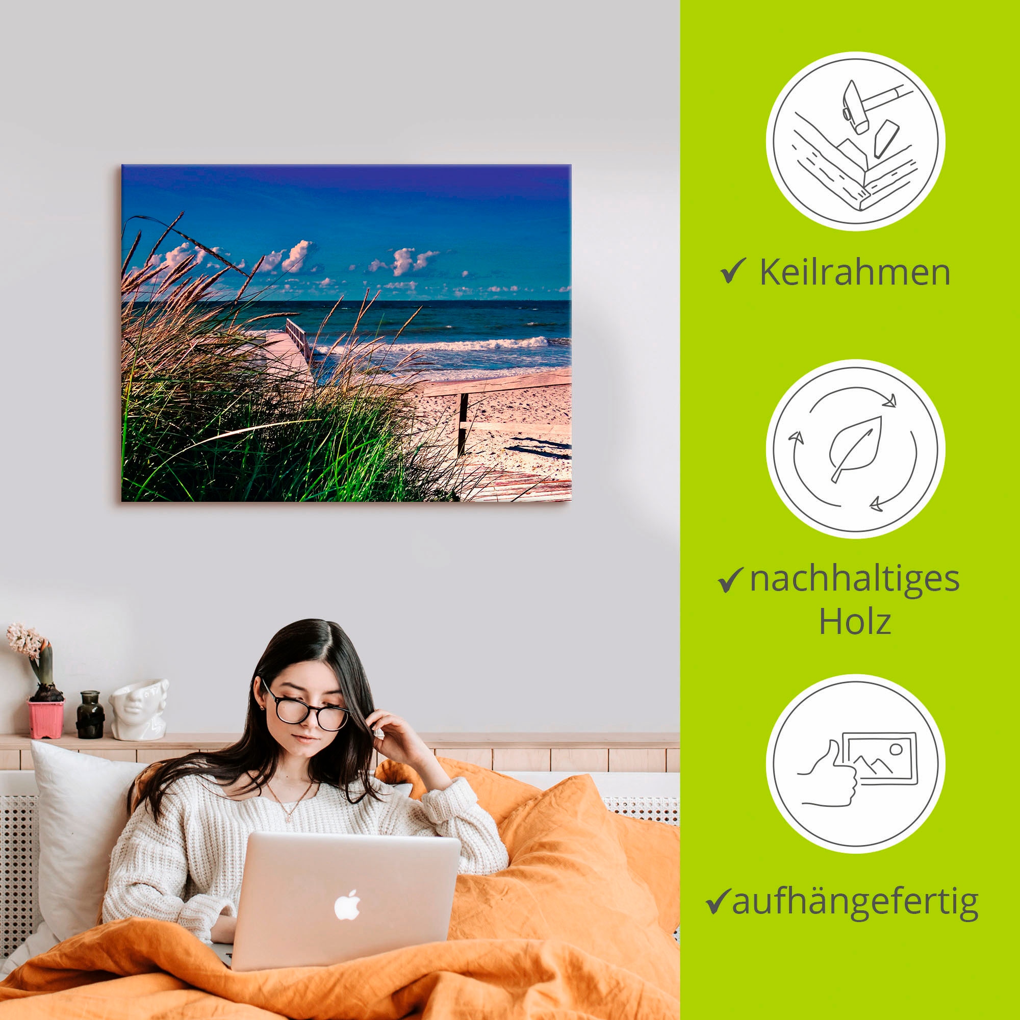 Artland Wandbild »Ostsee Impression Heiligenhafen«, Strand, (1 St.), als Alubild, Outdoorbild, Leinwandbild, Wandaufkleber, versch. Größen