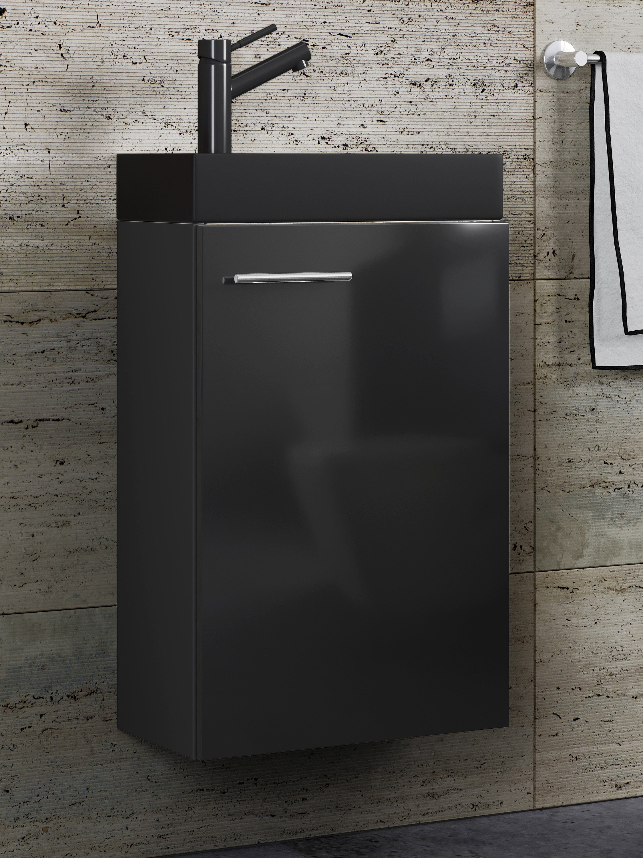 VCM Waschtisch "2-tlg Waschtisch Slito Toilette schmal Schwarz" 2 Stk. tlg.